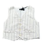 Please Gilet Tinta Unita con Fantasia A Righe per Neonato JH02131B73 BIANCO PLEASE 