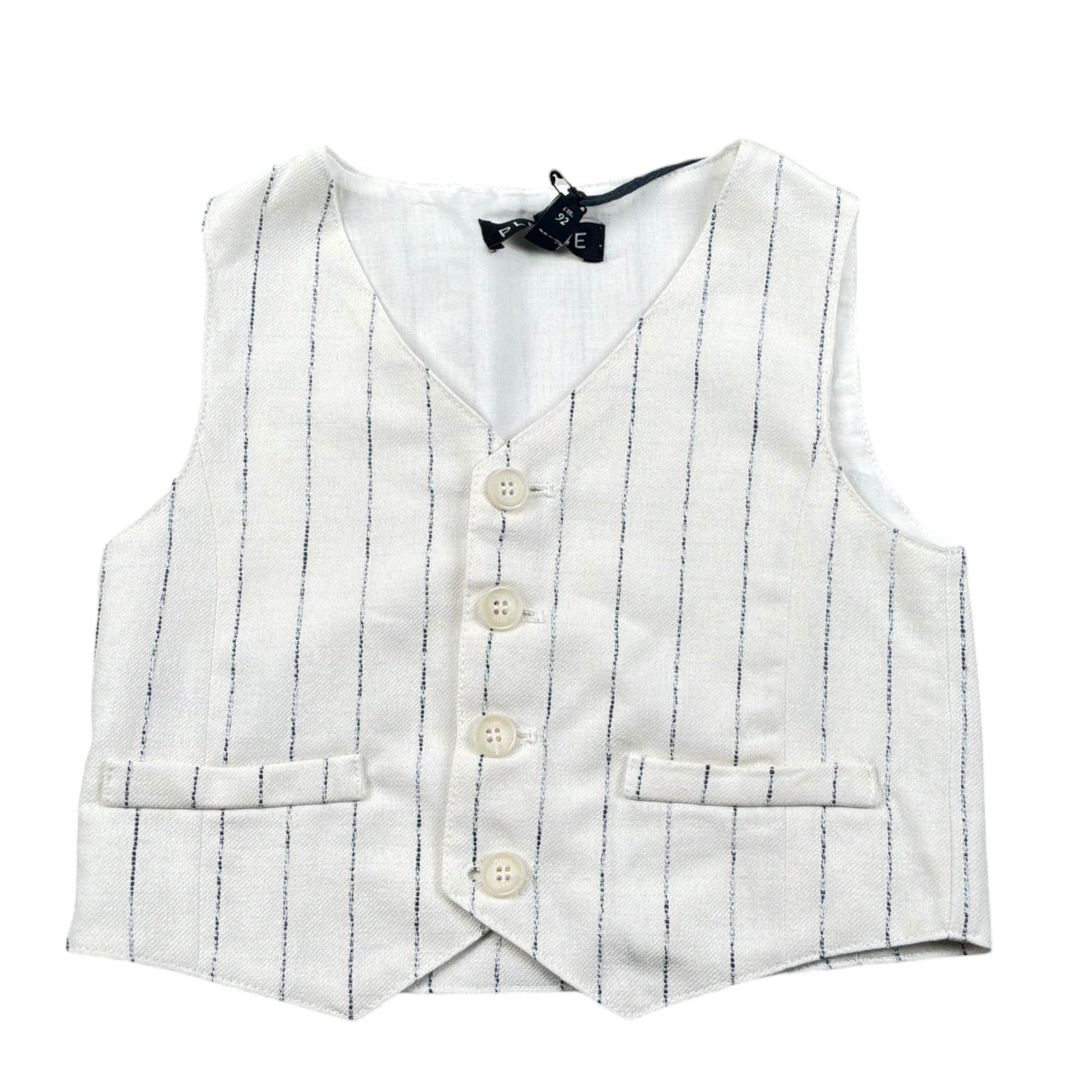 Please Gilet Tinta Unita con Fantasia A Righe per Neonato JH02131B73 BIANCO PLEASE 