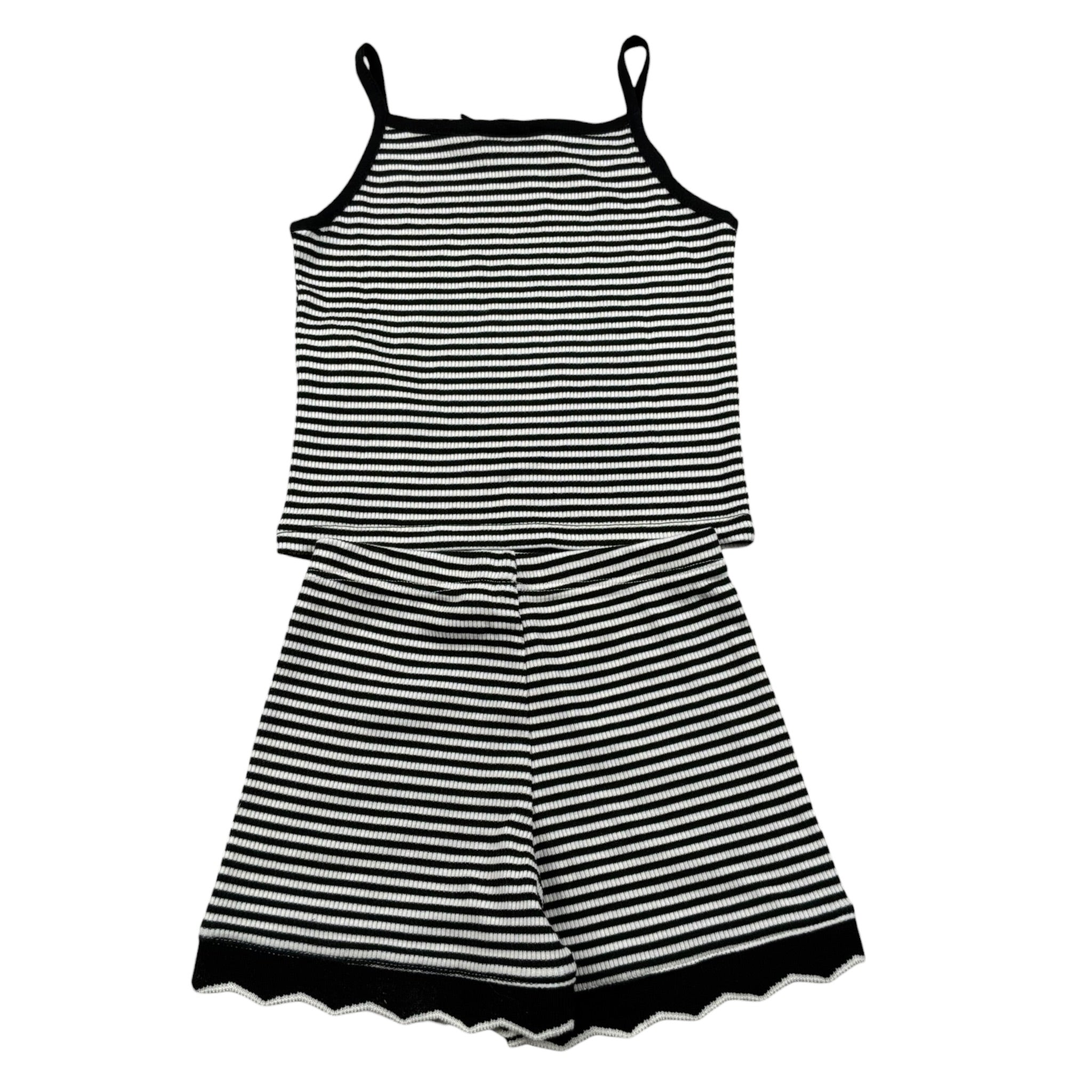 Please Completo 2 Pezzi Canotta-Short Fantasia A Righe per Bambina KB06071G71 BIANCO/NERO PLEASE 