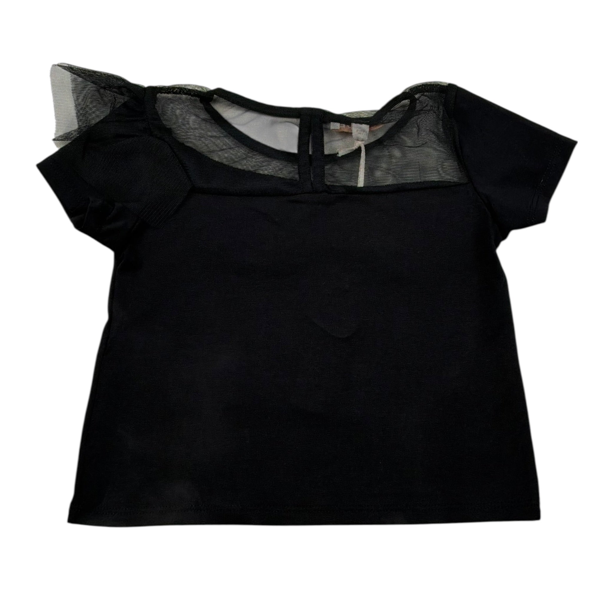 Please T-Shirt Tinta Unita Velata per Bambina MB30032G73 NERO PLEASE 