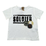 Please T-Shirt Girocollo tinta unita con Stampa Bianco per Neonato MB64030B BIANCO PLEASE 