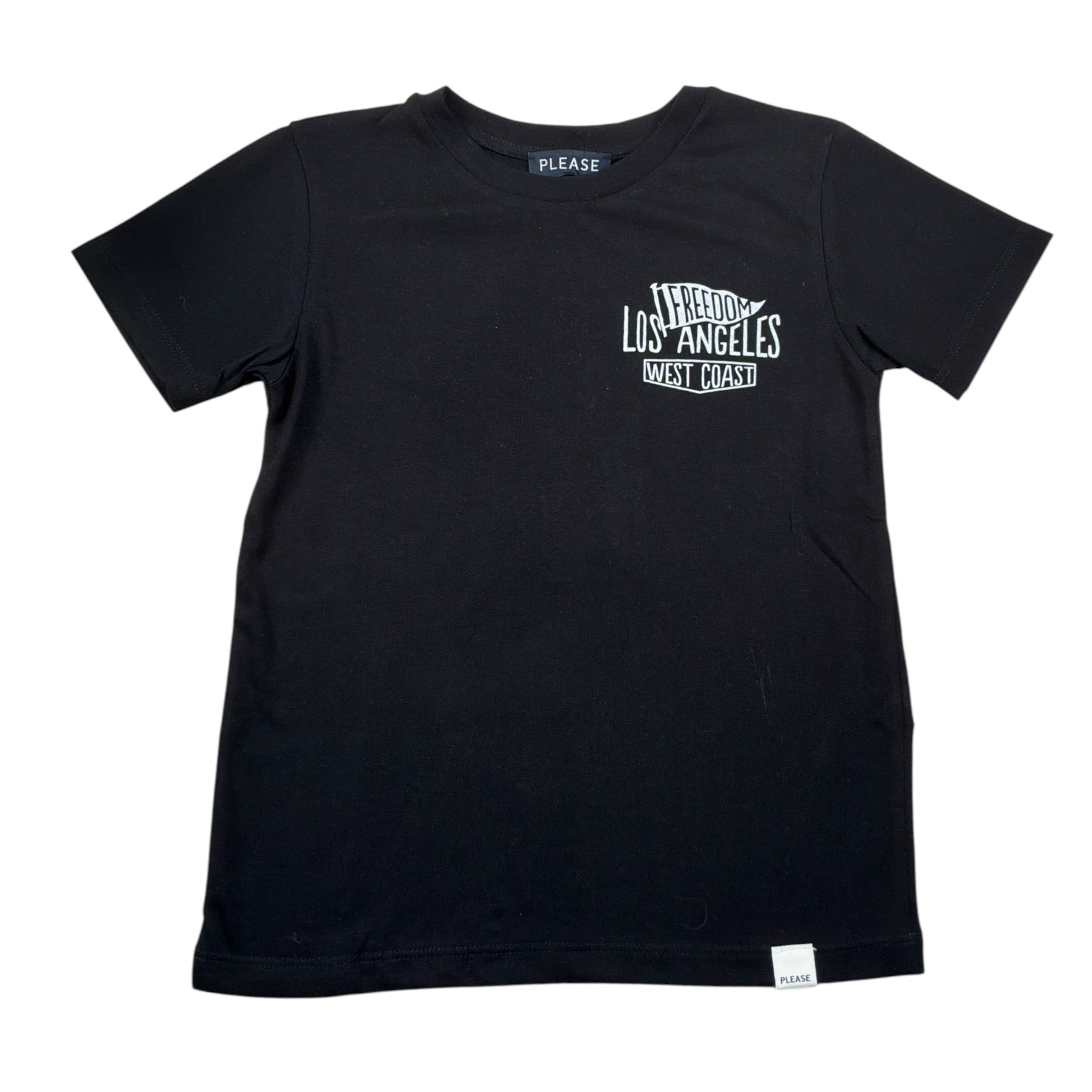 Please T-Shirt Girocollo tinta unita con Stampa Nero per Bambino MBC6030B72 NERO PLEASE 