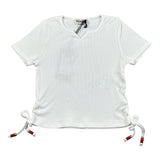Please T-Shirt tinta unita con Elastico Bianco per Bambina MBC9072G72 BIANCO PLEASE 