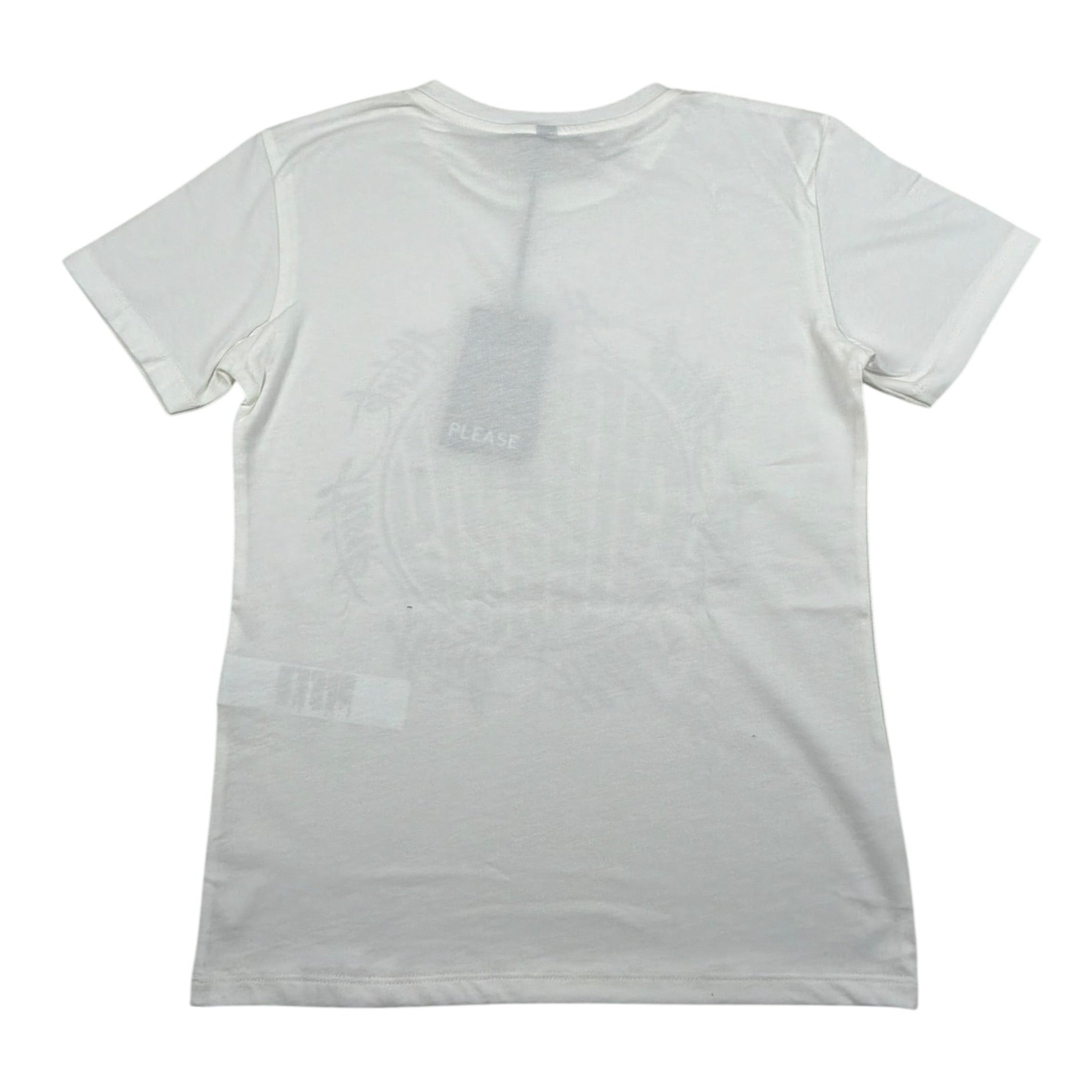 Please T-Shirt Girocollo Tinta Unita con Stampa per Bambino MBF3030B72 PANNA PLEASE 