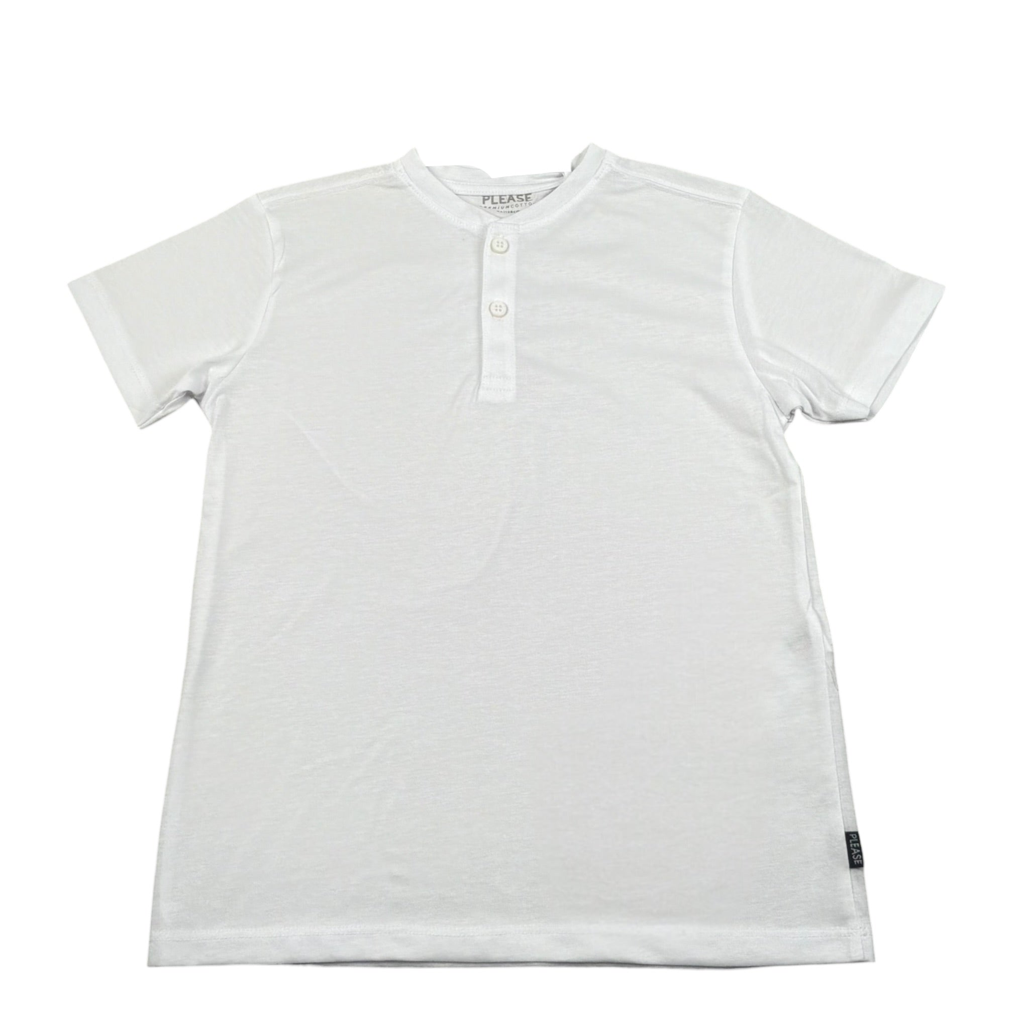 Please T-Shirt Tinta Unita con Bottoni per Bambino ME03030B72 BIANCO PLEASE 