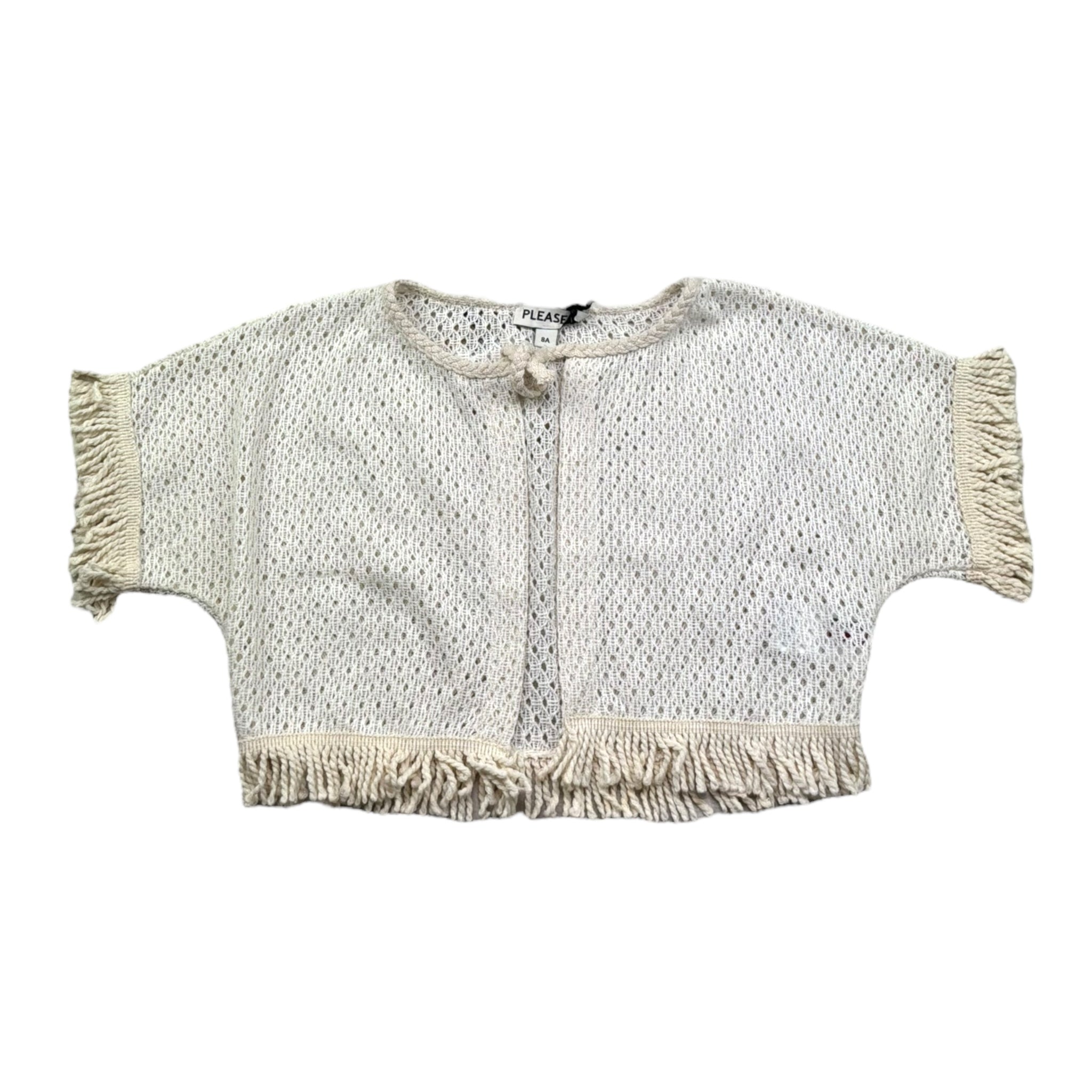 Please gilet Tinta Unita con Trafori per Bambina MG01230G72 PANNA PLEASE 