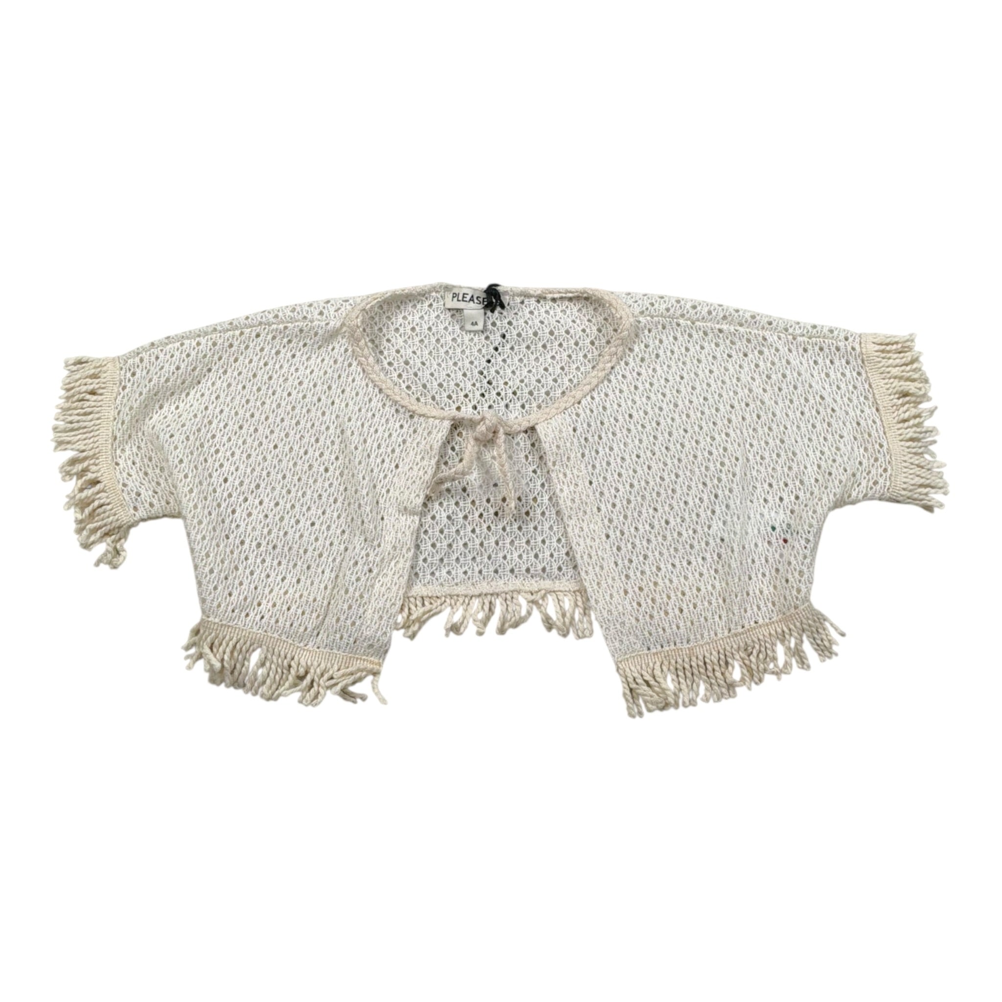Please gilet tinta Unita con Trafori per Bambina MG01230G72X PANNA PLEASE 