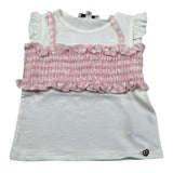 Please T-Shirt Girocoll Tinta Unita con Top per Neonata MQ02030G71 BIANCO PLEASE 