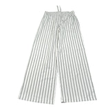 Please Pantalone Tinta Unita Modello A Palazzo con Fantasia A Righe per Bambina PE32131G73 BIANCO PLEASE 