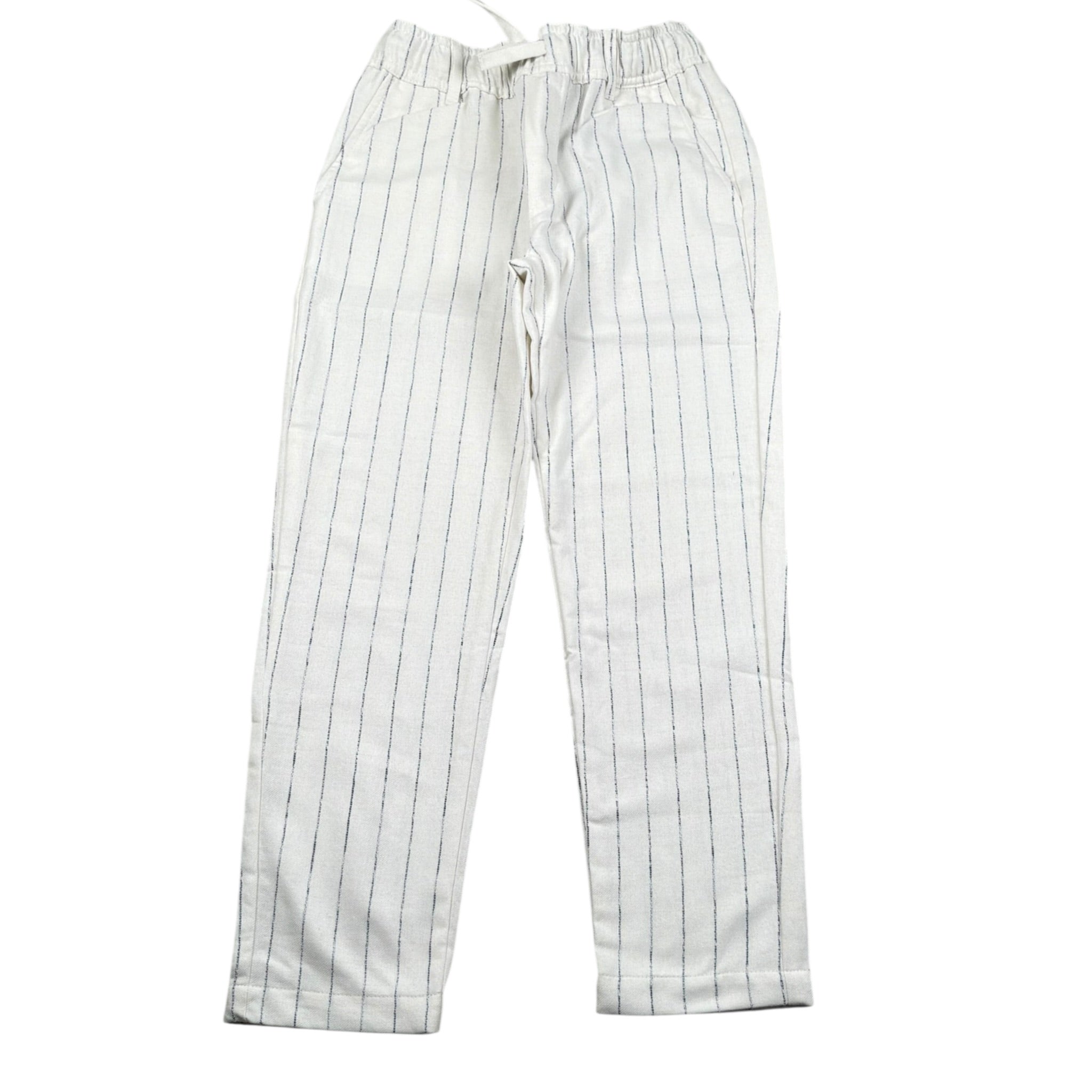 Please Pantalone Tinta Unita con Fantasia A Righe per Bambino PE75131B73 PANNA PLEASE 