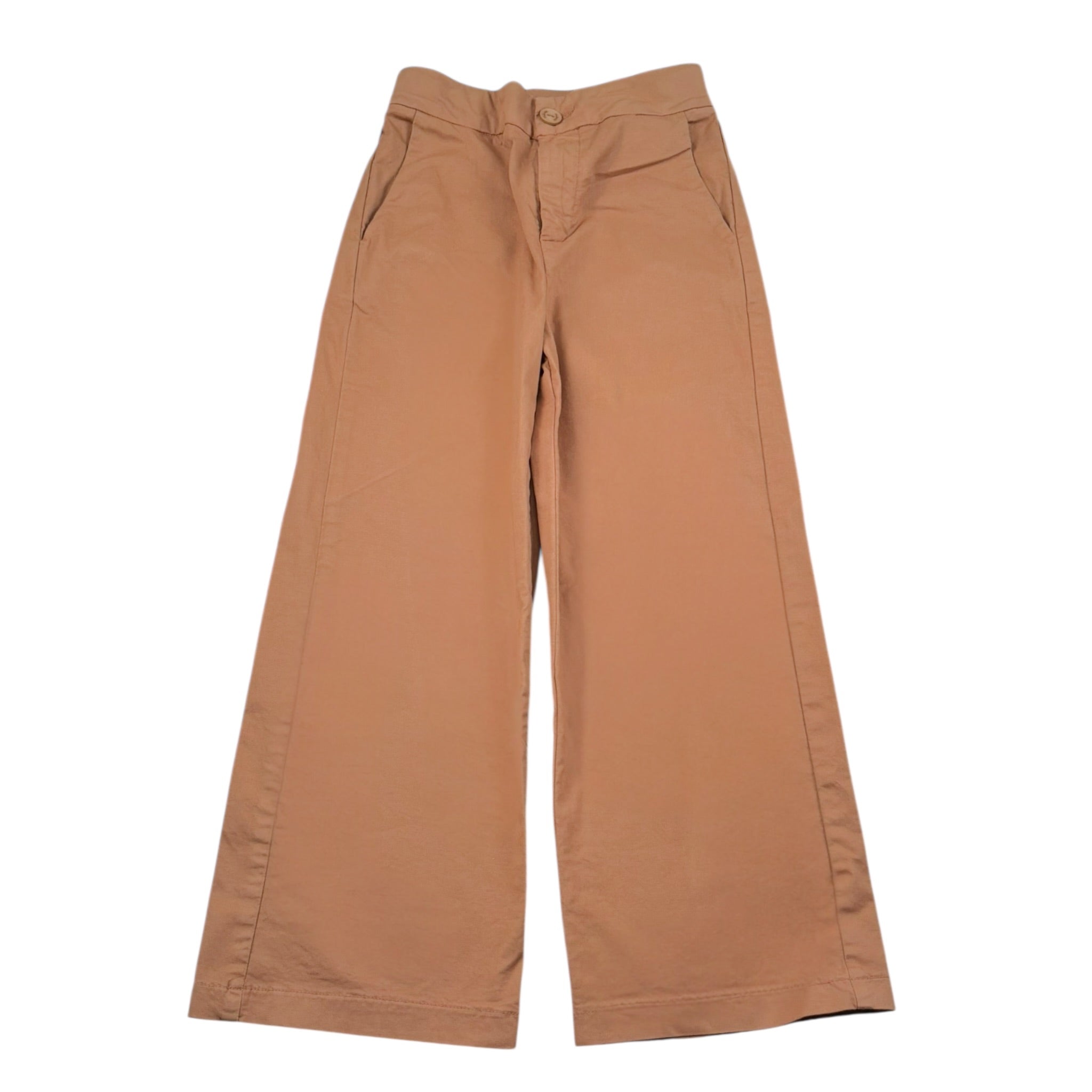 Please Pantalone Tinta Unita A Palazzo per Bambina PH12312G73 MARRONE PLEASE 