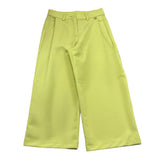 Please Pantalone Tinta Unita Modello A Palazzo per Bambina PHV4132G73 VERDE ACIDO PLEASE 