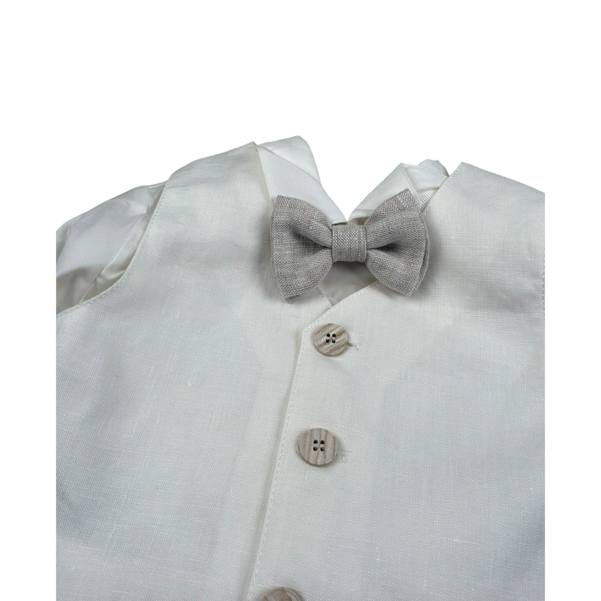 Pure Firenze Completo 4 Pezzi Camicia-Gilet-Bermuda-Papillon Panna/Beige per Neonato 110888 PANNA/BEIGE PURE FIRENZE 