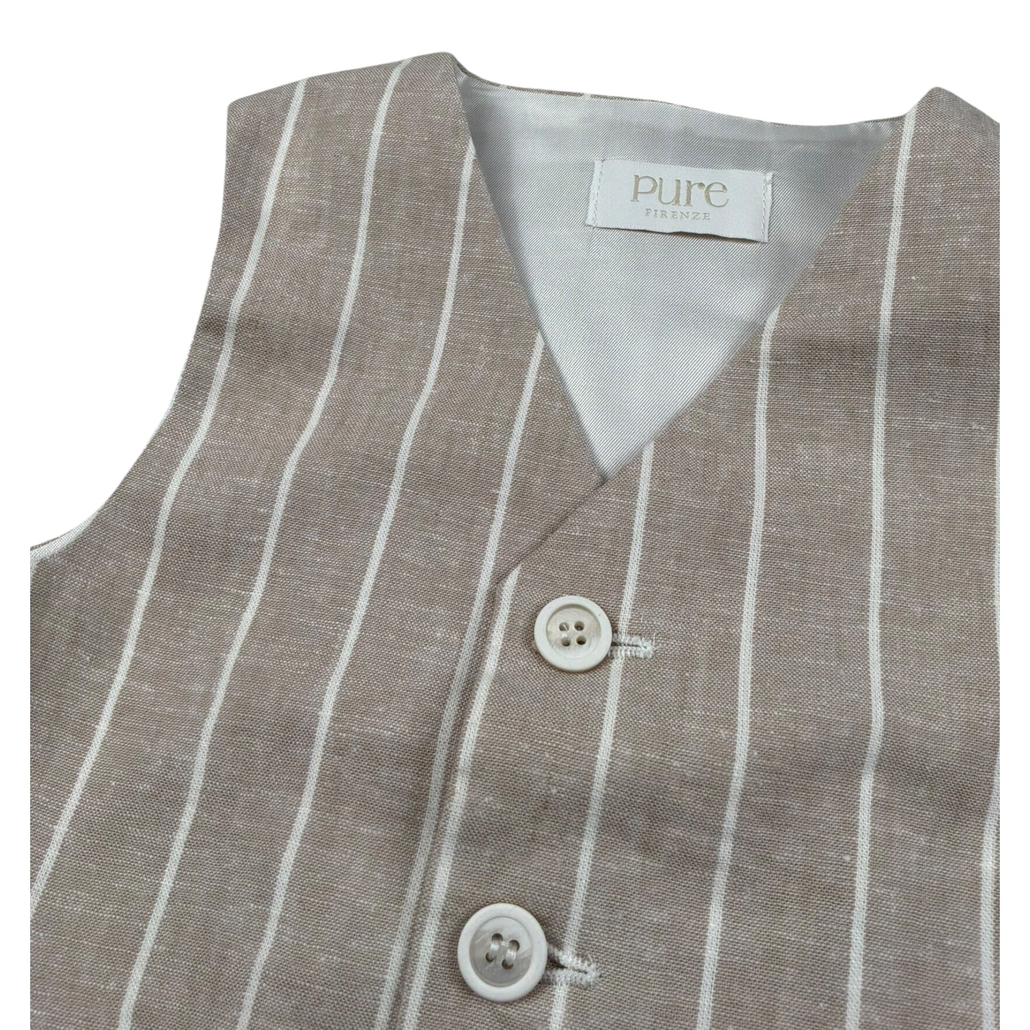 Pure Firenze Gilet tinta unita con Fantasia A Righe Beige per Neonato PC03353 BEIGE PURE FIRENZE 