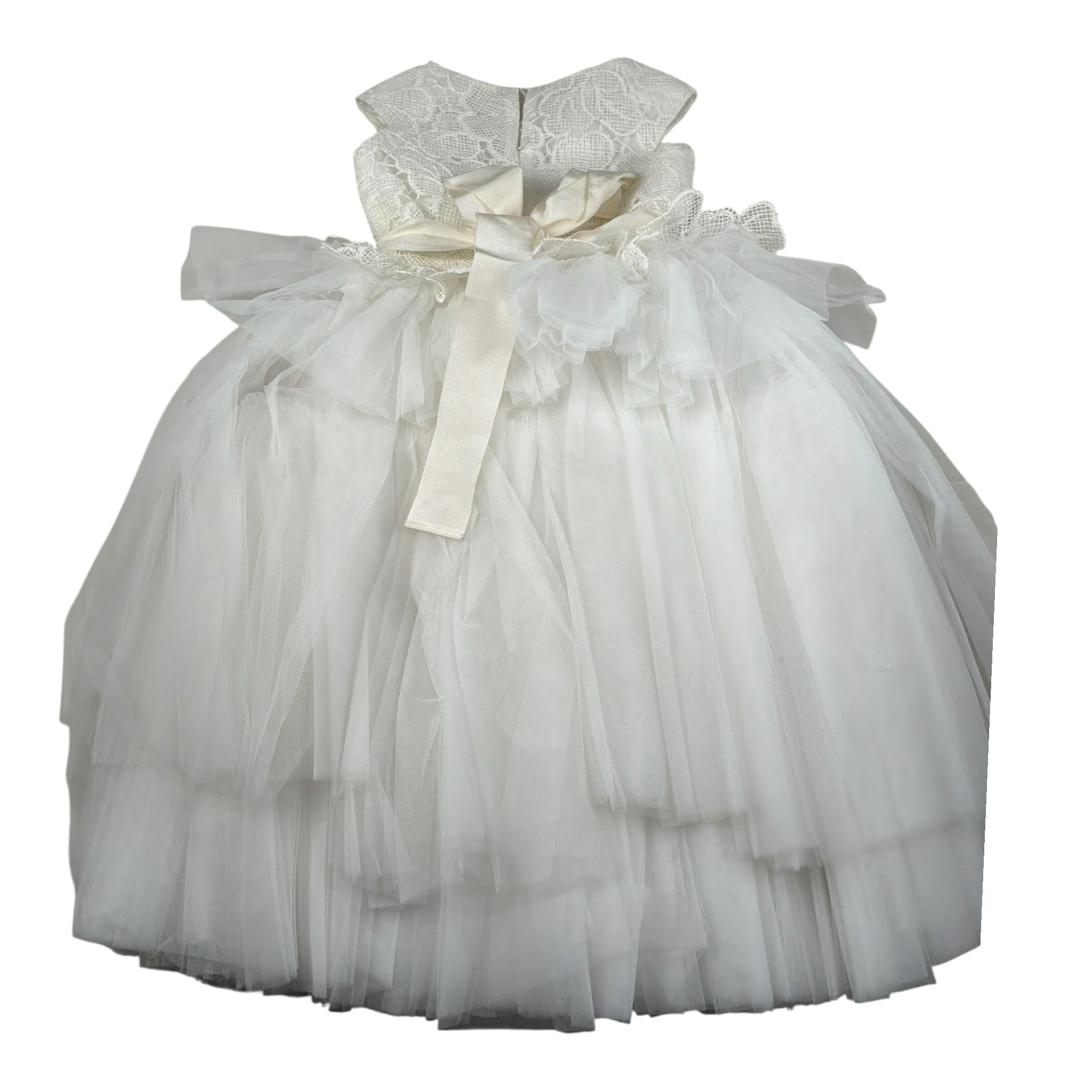 Raffaella Abit Cerimonia Tinta Unita con Tulle per Bambina BRIGITTE BIANCO RAFFAELLA 