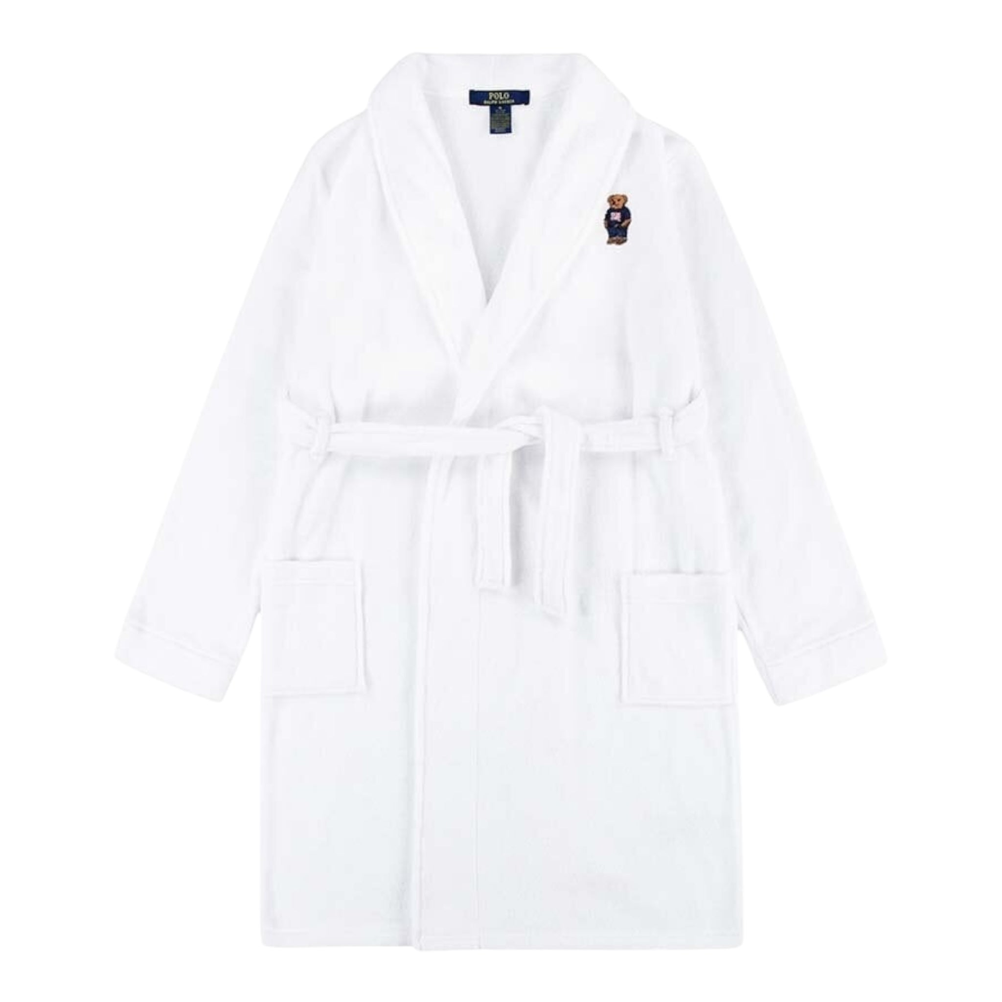 Ralph Lauren Accappatoio Tinta Unita con Stampa per Bambina 9P0042 BIANCO RALPH LAUREN 