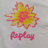 Replay T-Shirt Girocollo Tinta Unita con Stampa per Bambina PG7472J BIANCO REPLAY 