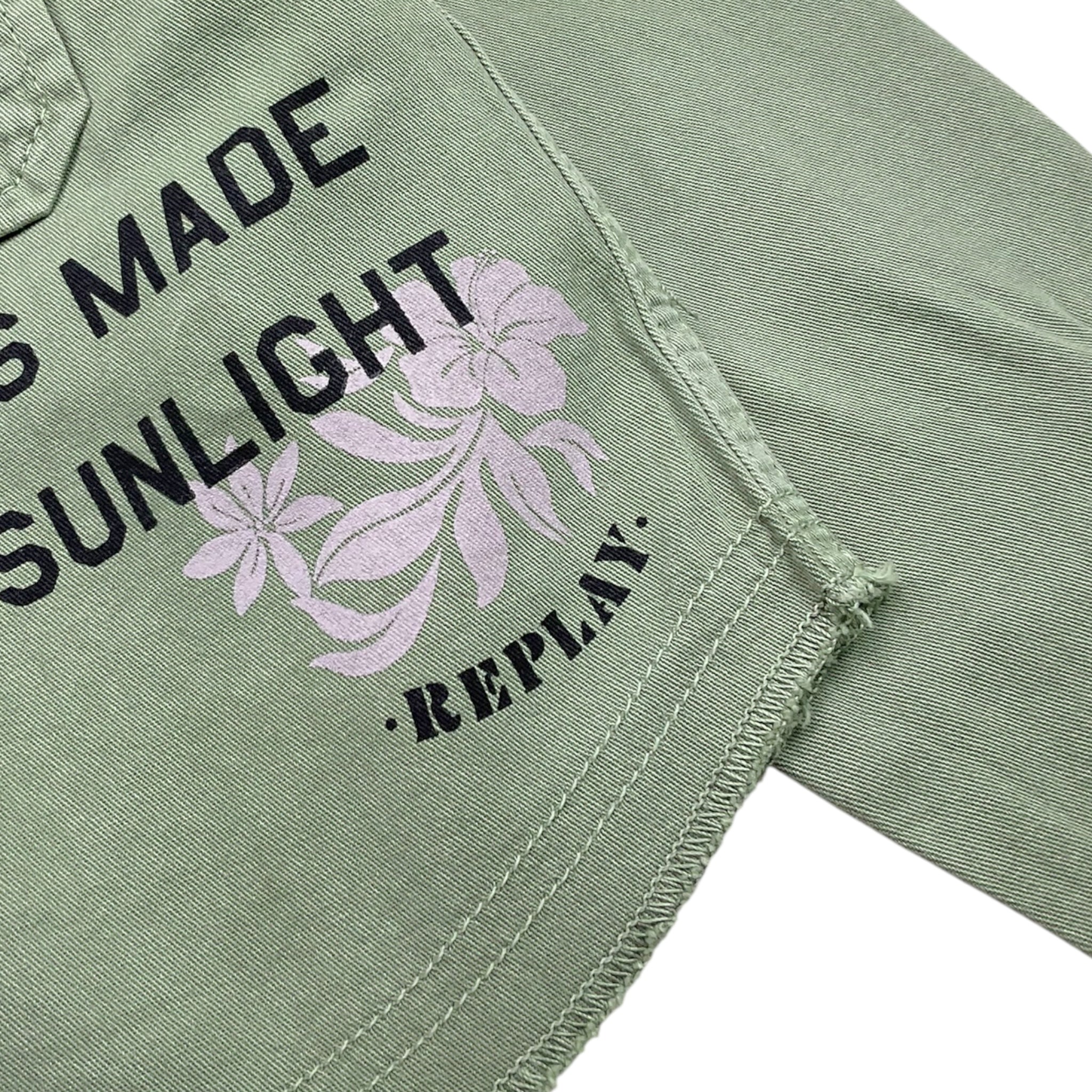 Replay Camicia Tinta Unita con Stampa per Bambina SG8301 VERDE REPLAY 