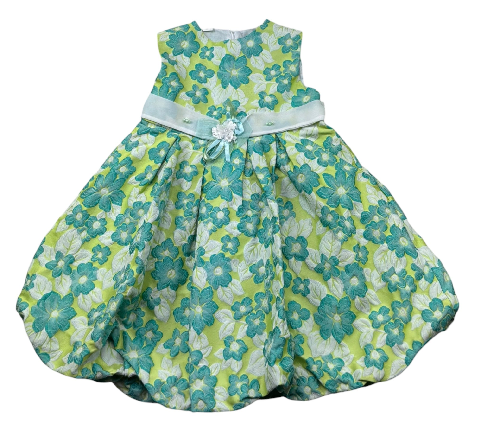 Safer Baby Abito Giromanica Tinta Unita con Ricami per Bambina 2163 VERDE SAFER BABY 