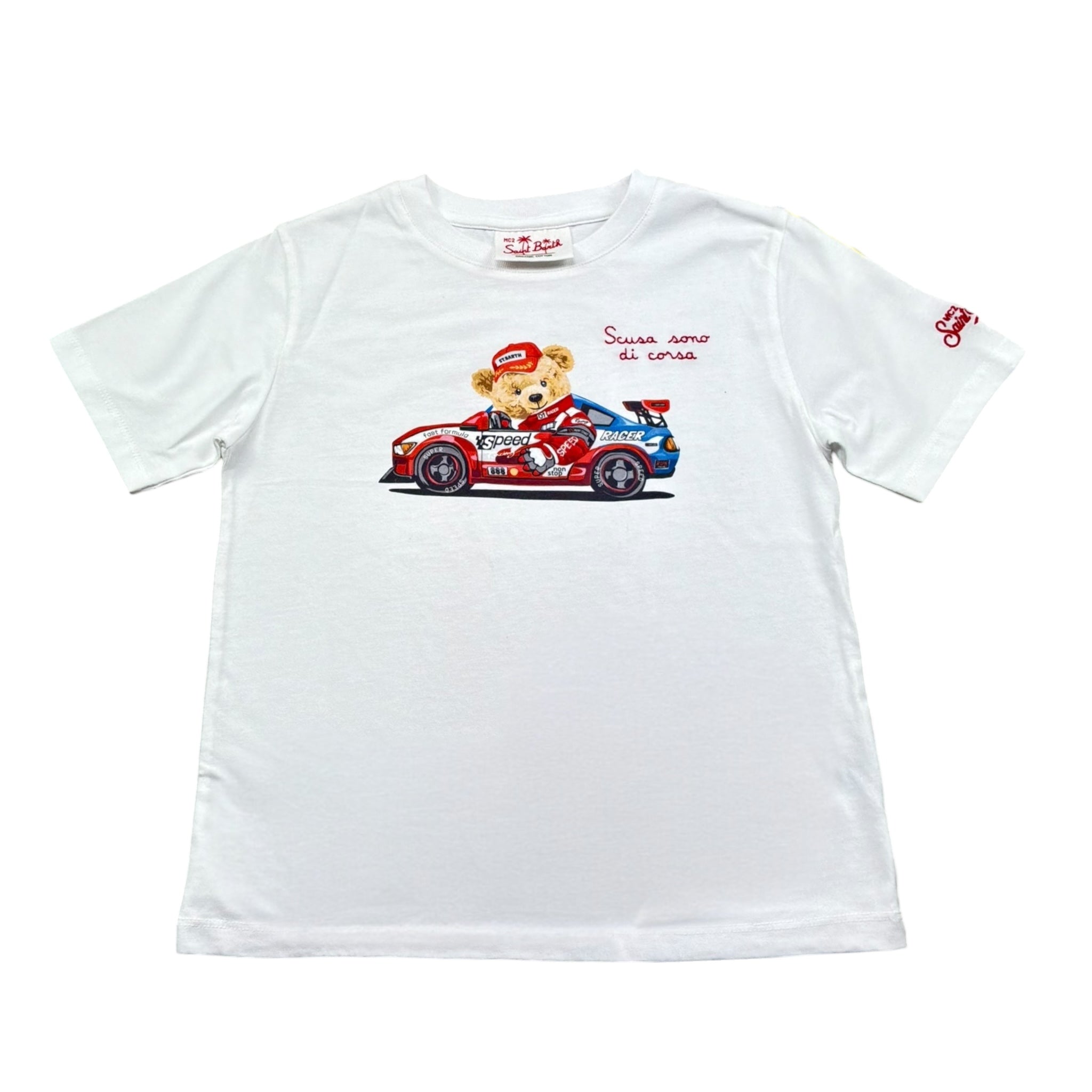 Saint Barth T-Shirt Girocollo Tinta Unita con Stampa per Bambino 00292L BIANCO SAINT BARTH 