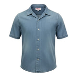 Saint Barth Camicia In Deim Tinta Unita Mezza Manica per Bambino 00862L AZZURRO SAINT BARTH 