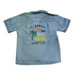 Saint Barth Camicia In Deim Tinta Unita Mezza Manica per Bambino 00862L AZZURRO SAINT BARTH 