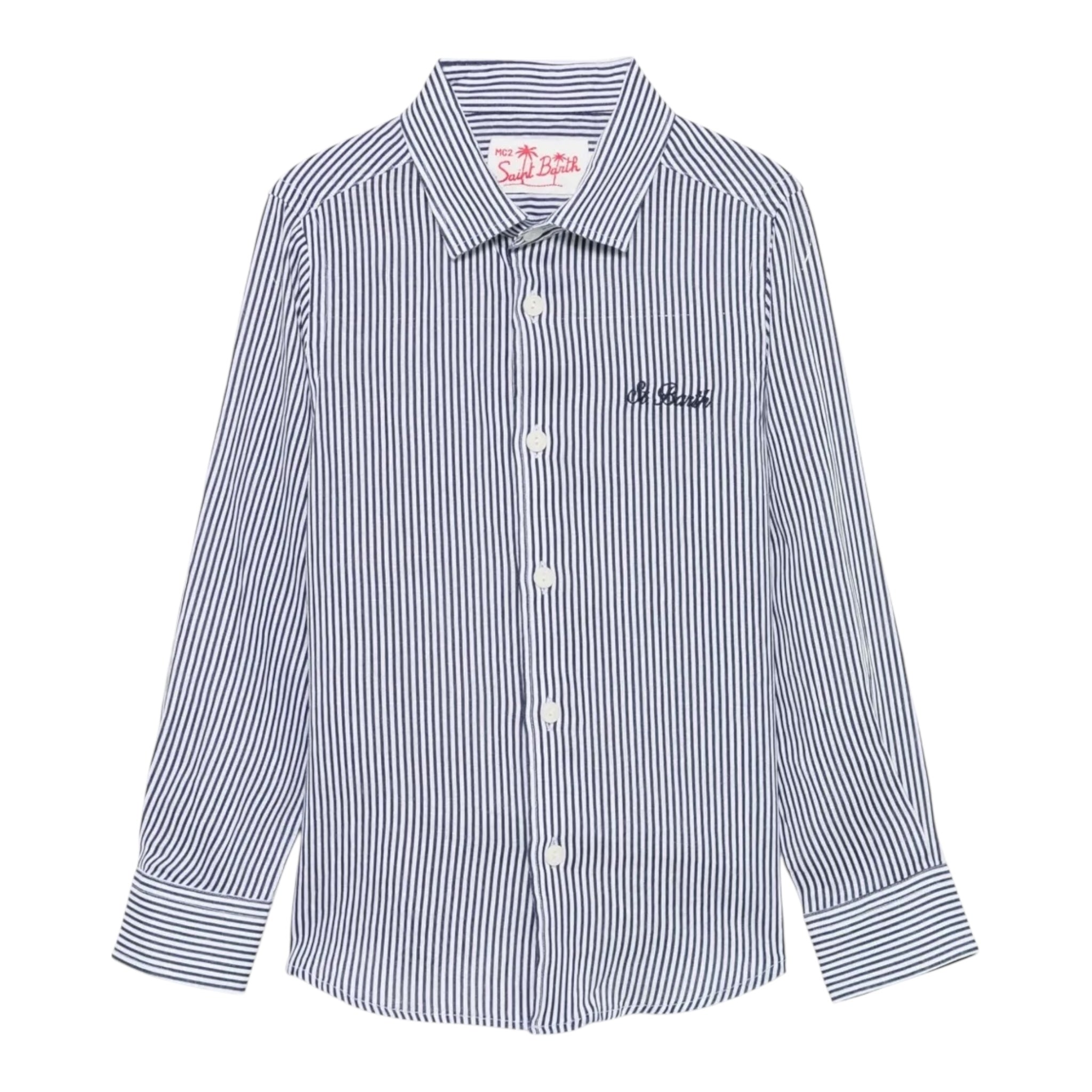 Saint Barth Camicia Manica Lunga Fantasia A Righe per Neonato AGN000101183 BLU SAINT BARTH 