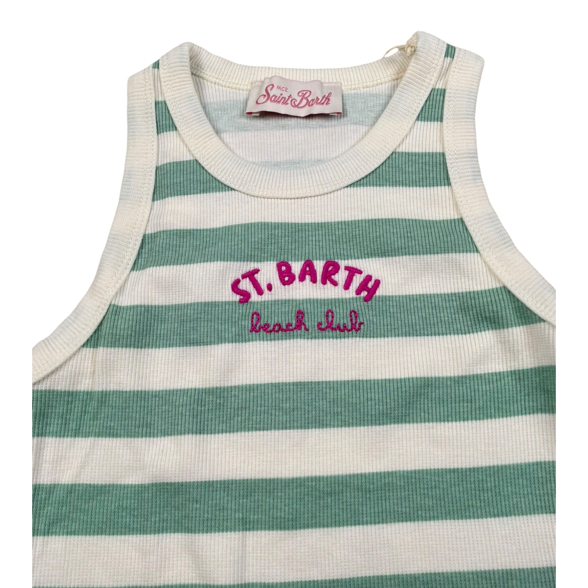 Saint Barth Canotta Giromanica Fantasia A Righe per Bambina BLUEJRR PANNA SAINT BARTH 