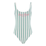 Saint Barth Costume Intero Bicolore con Fantasia A Righe per Bambina CARA001 BIANCO/VERDE SAINT BARTH 