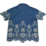 Saint Barth Camicia Mezza Manica Tinta Unita In Pizzo Sangallo per Bambina CLEMENTINE BLU SAINT BARTH 