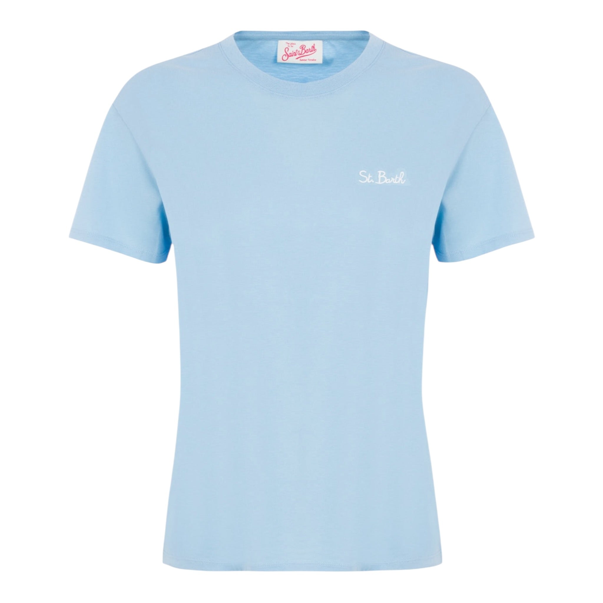 Saint Barth T-Shirt Girocollo Tinta Unita con Logo per Bambino DOVERLJR AZZURRO SAINT BARTH 