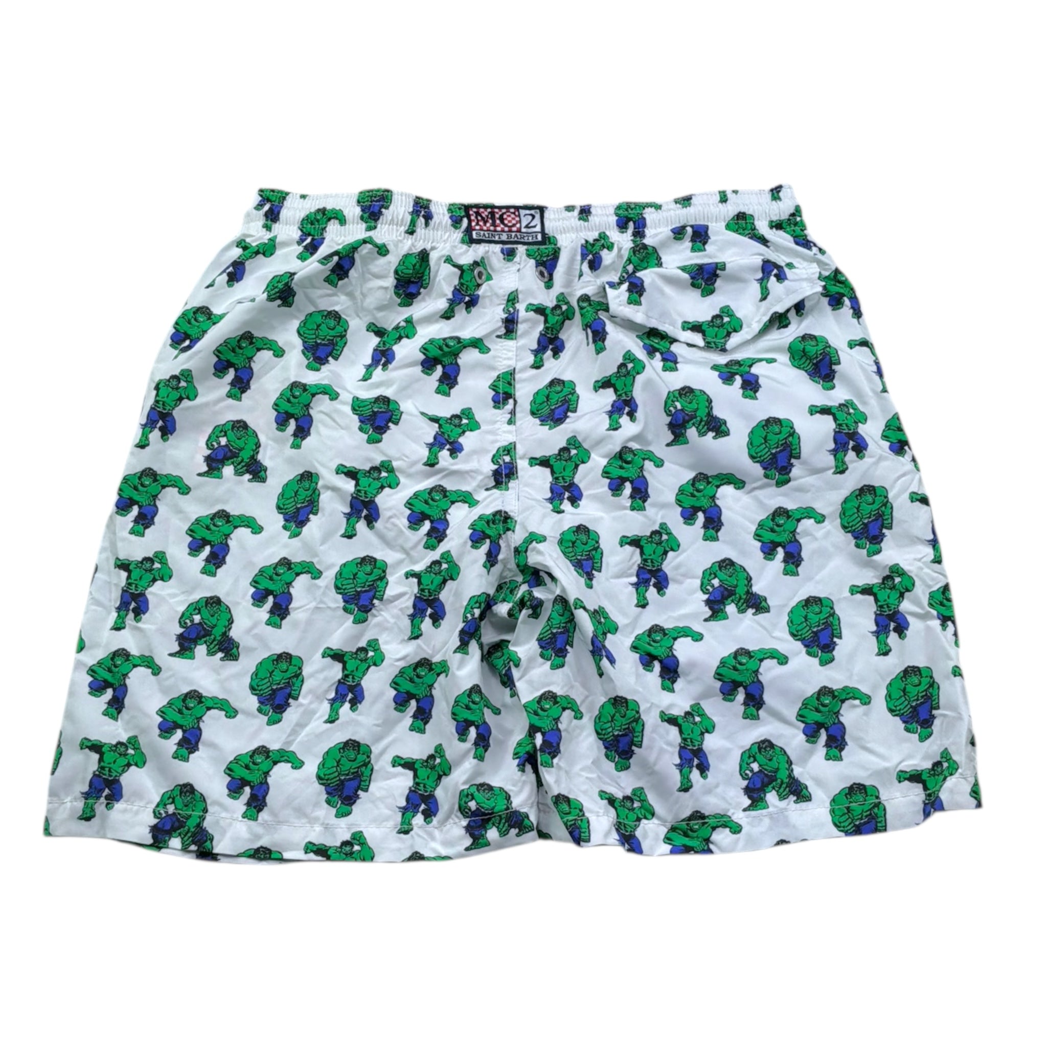 Saint Barth Costume Modello Boxer Tinta Unita con Stampa Hulk per Bambino HULK01 BIANCO SAINT BARTH 
