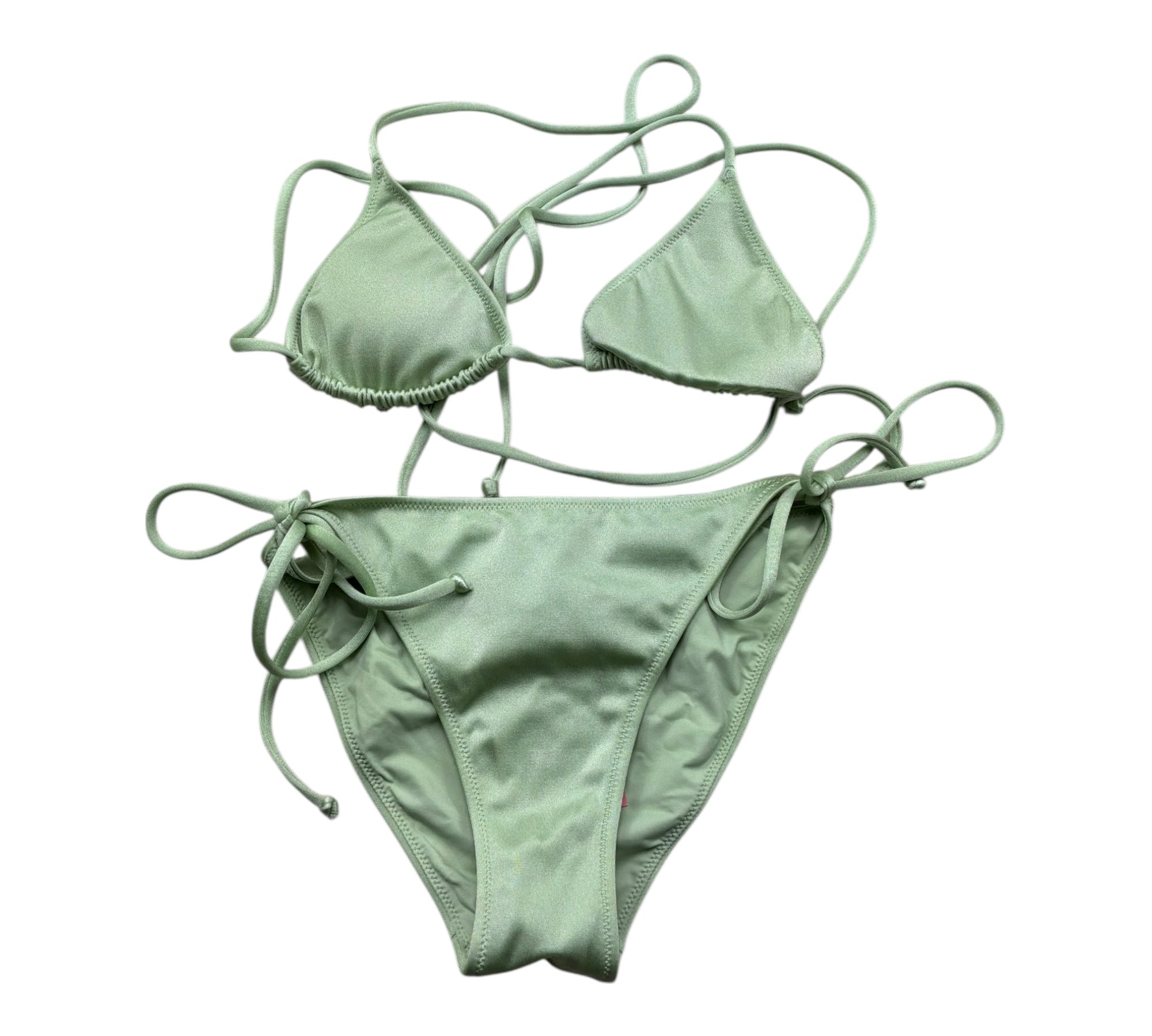 Saint Barth Costume 2 Pezzi Triangolo-Mutandina Tinta Unita per Bambina LEAH VERDE SAINT BARTH 