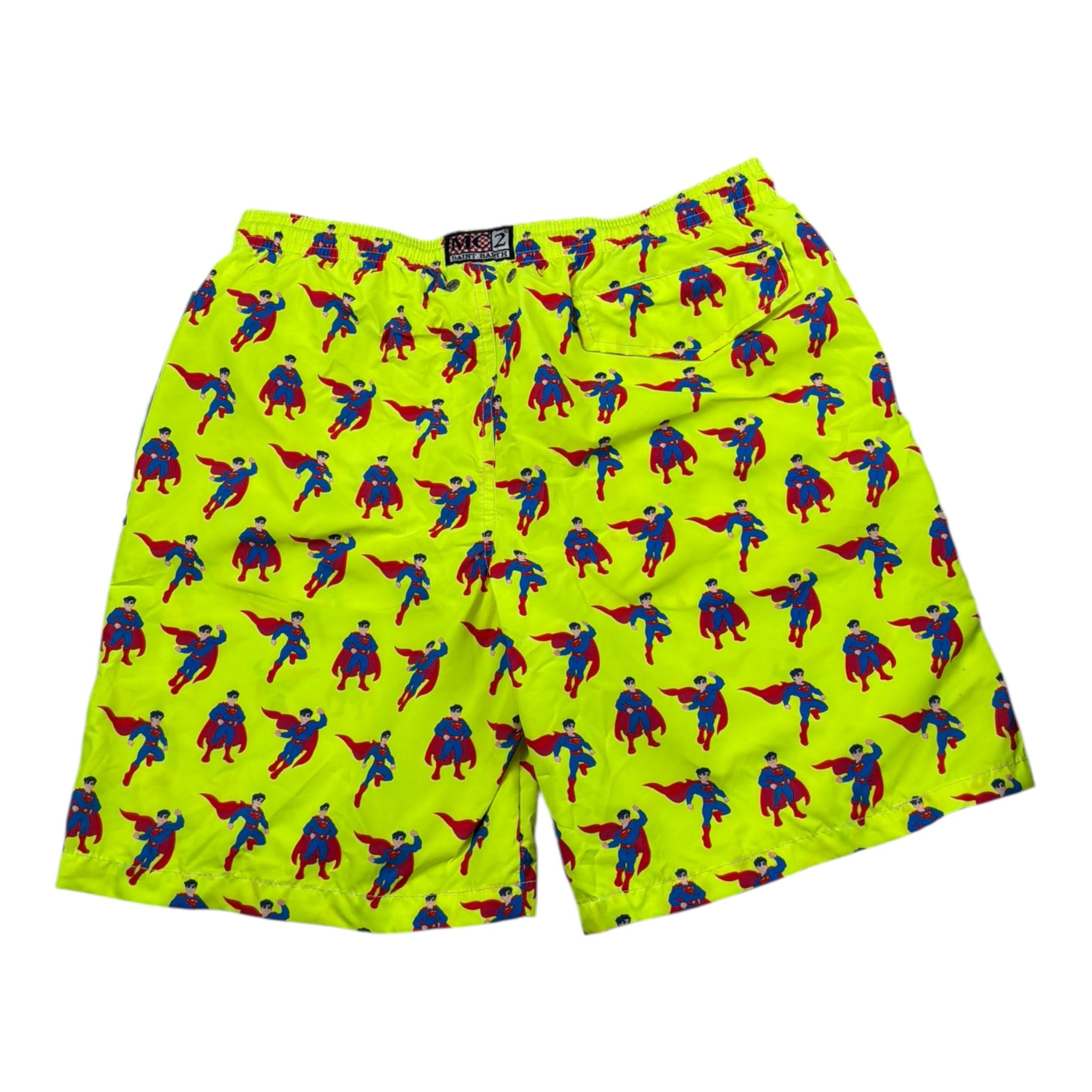 Saint Barth Costume Tinta Unita con Stampa Superman per Bambino SUPER GIALLO FLUO SAINT BARTH 