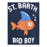 Saint Barth T-Shirt Girocollo Tinta Unita Stampa Pesce per Bambino TSH001 BLU SAINT BARTH 