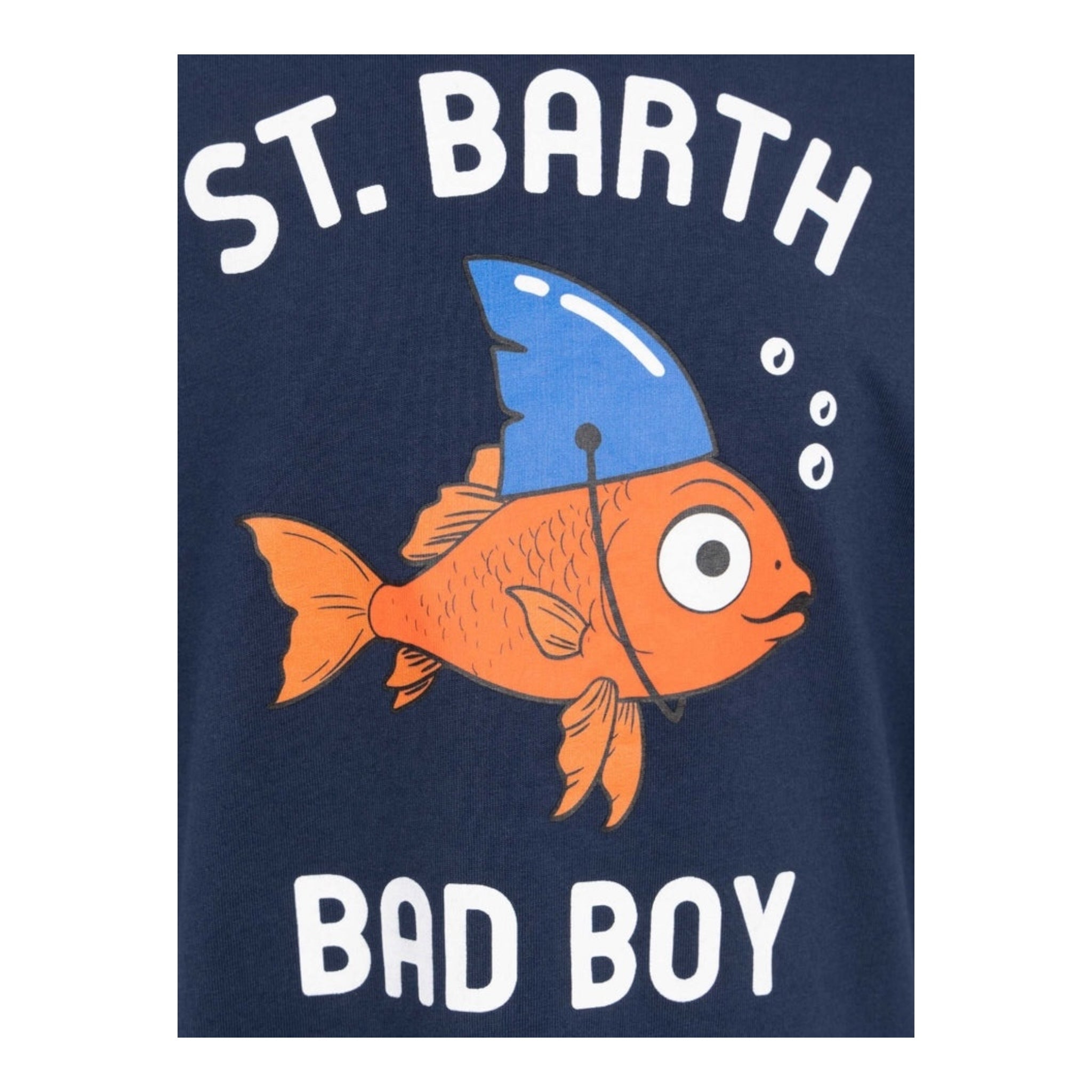 Saint Barth T-Shirt Girocollo Tinta Unita Stampa Pesce per Bambino TSH001 BLU SAINT BARTH 