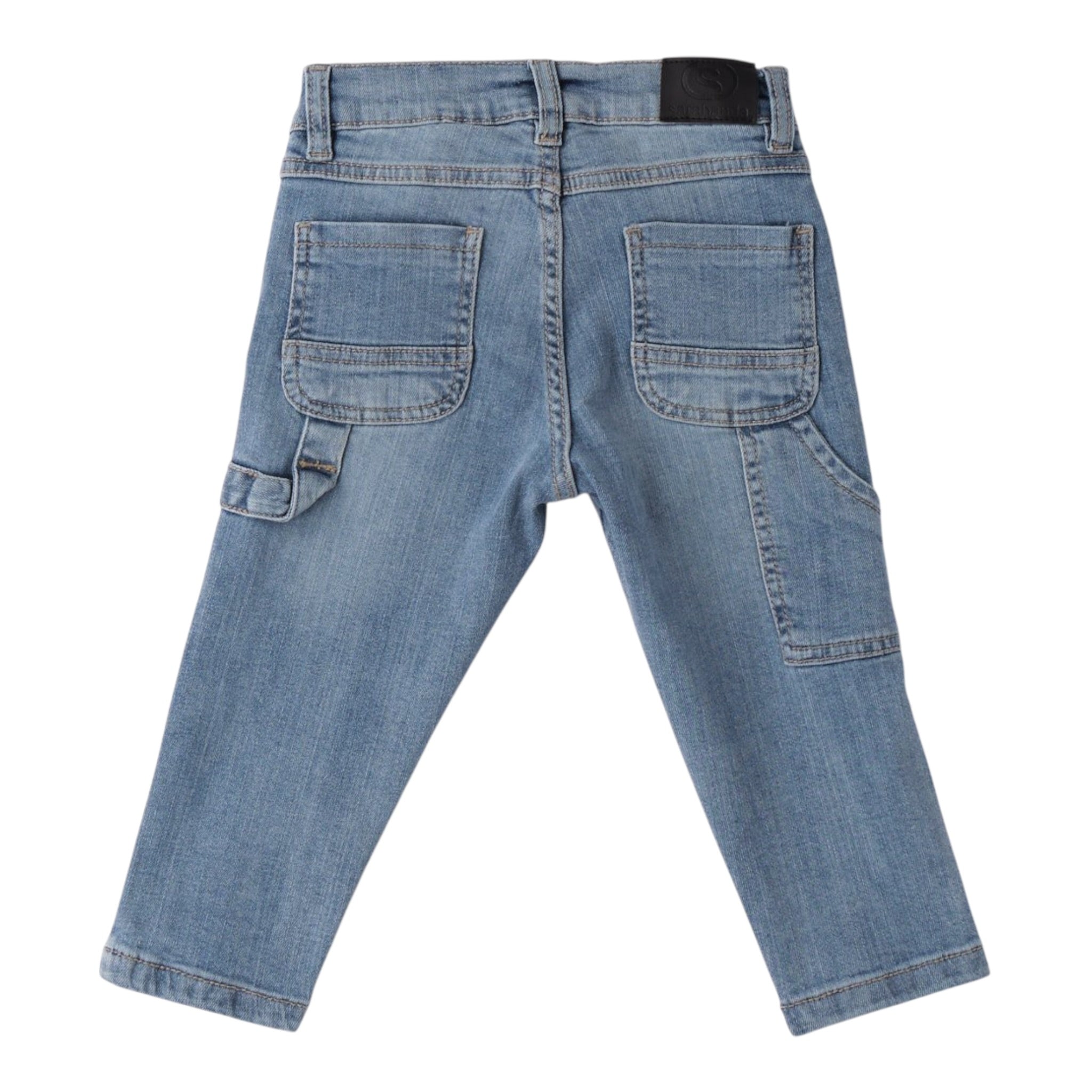 Sarabanda Jeans tinta unita con Stampa Azzurro per Bambino 0B032 AZZURRO SARABANDA 