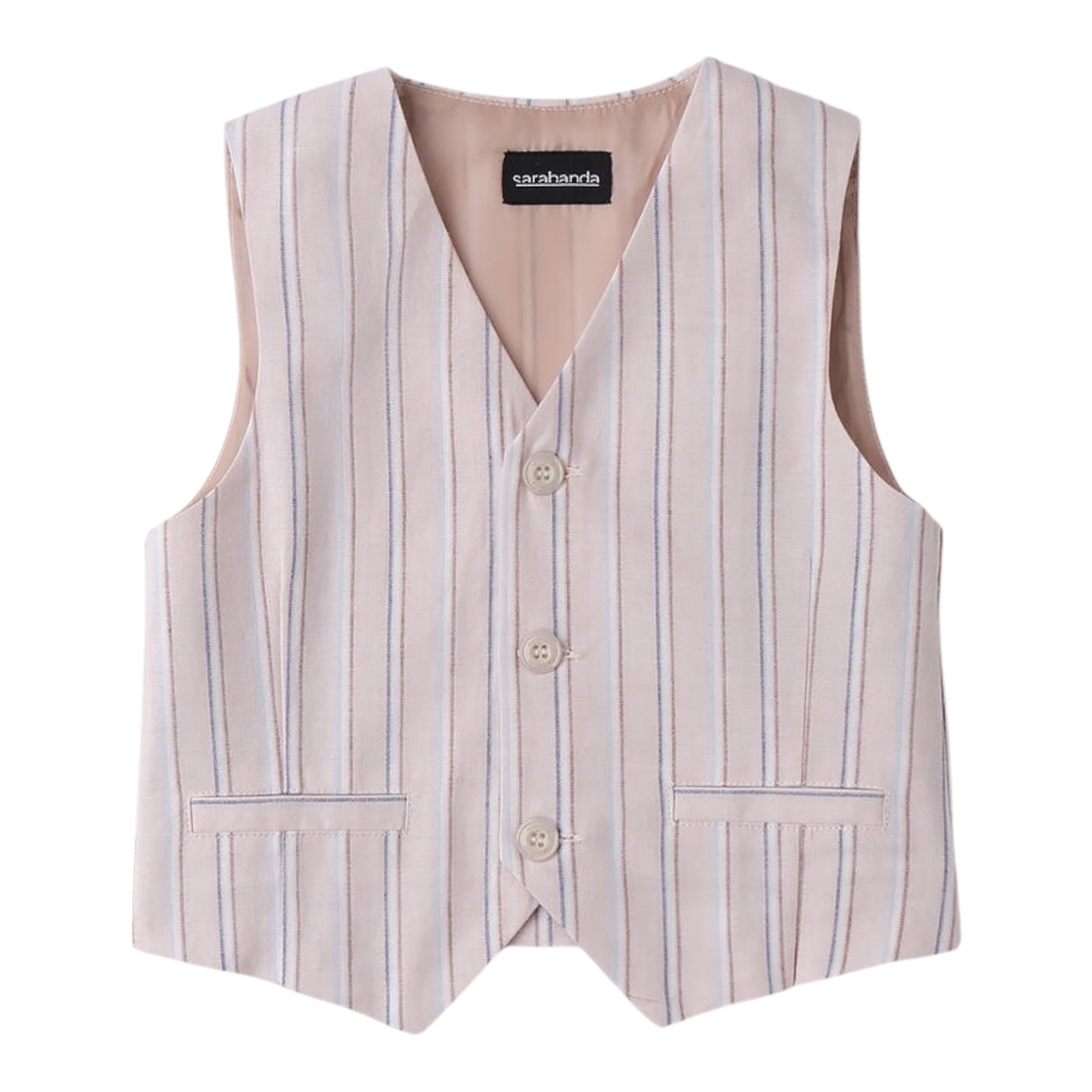 Sarabanda Gilet Tinta Unita Fantasia A Righe per Bambino 0B072 BEIGE SARABANDA 
