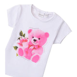Sarabanda T-Shirt Girocollo tinta unita con Stampa Bianco per Neonata 0B208X BIANCO SARABANDA 