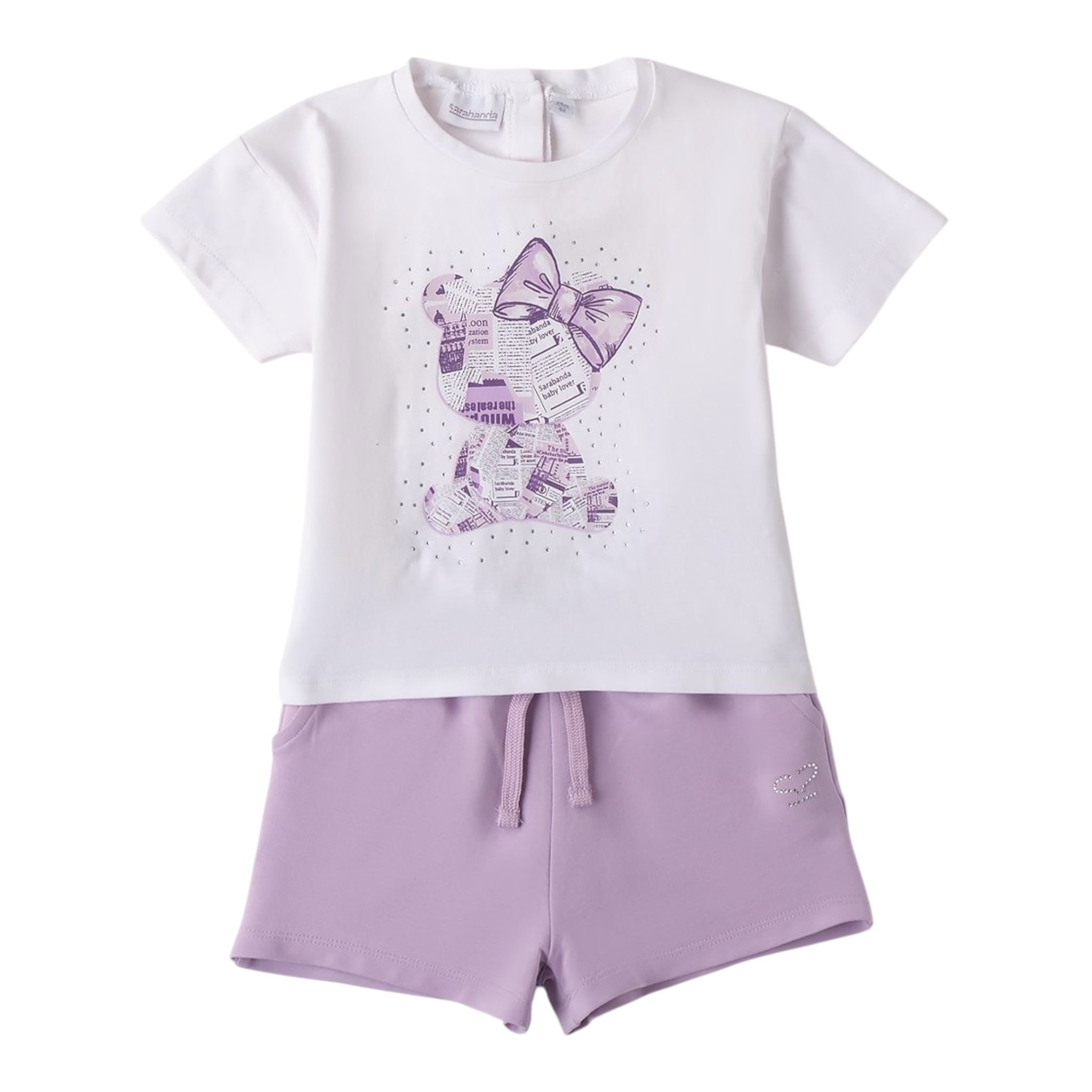 Sarabanda Completo 2 Pezzi T-Shirt-Short per Neonata 0B255XN BIANCO/LILLA SARABANDA 