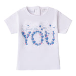 Sarabanda T-Shirt Girocollo Tinta Unita con Stampa per Neonata 0B312N BIANCO SARABANDA 