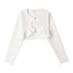 Sarabanda Coprispalle Tinta Unita con Bottone Brillantini per Bambina 0B455 BIANCO SARABANDA 