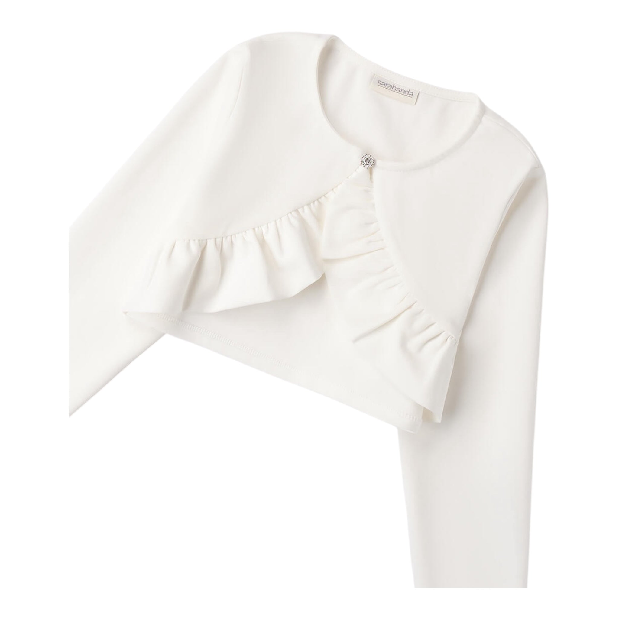 Sarabanda Coprispalle Tinta Unita con Bottone Brillantini per Bambina 0B455 BIANCO SARABANDA 