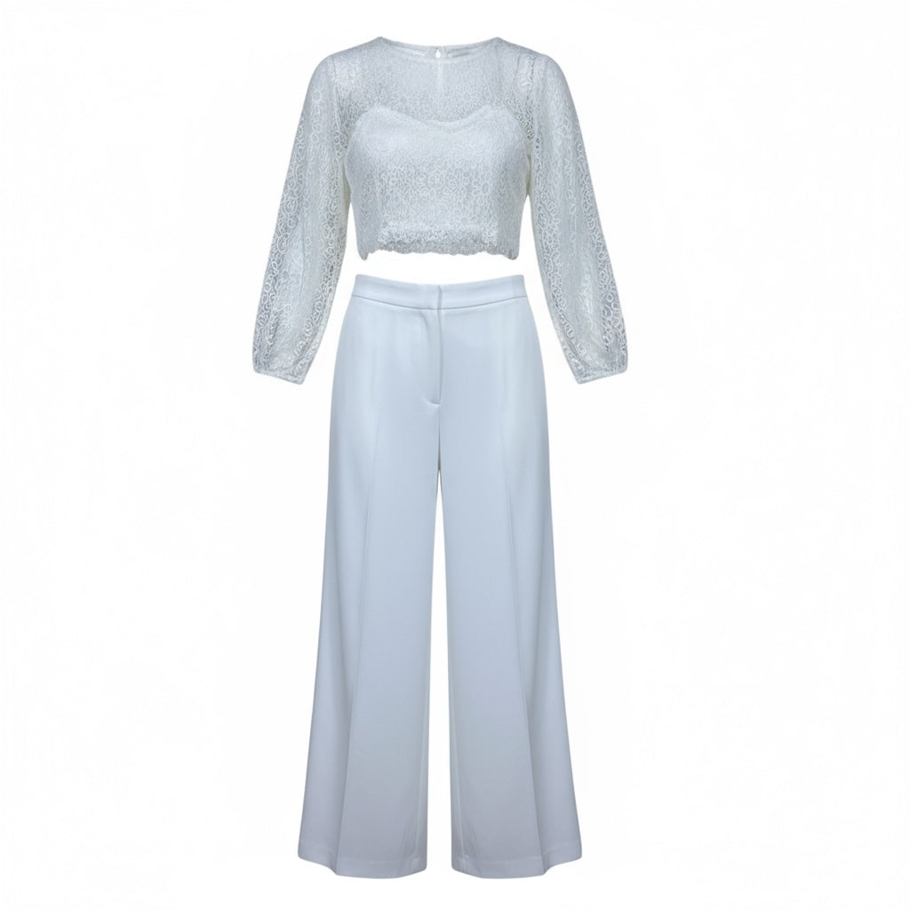 Sarabanda Completo 3 Pezzi Maglia-Top-Pantalone Tinta Unita per Bambina 0B495X BIANCO SARABANDA 