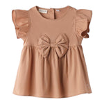 Sarabanda Camicia Mezza Manica con Fiocco per Bambina 0B538 MARRONE SARABANDA 
