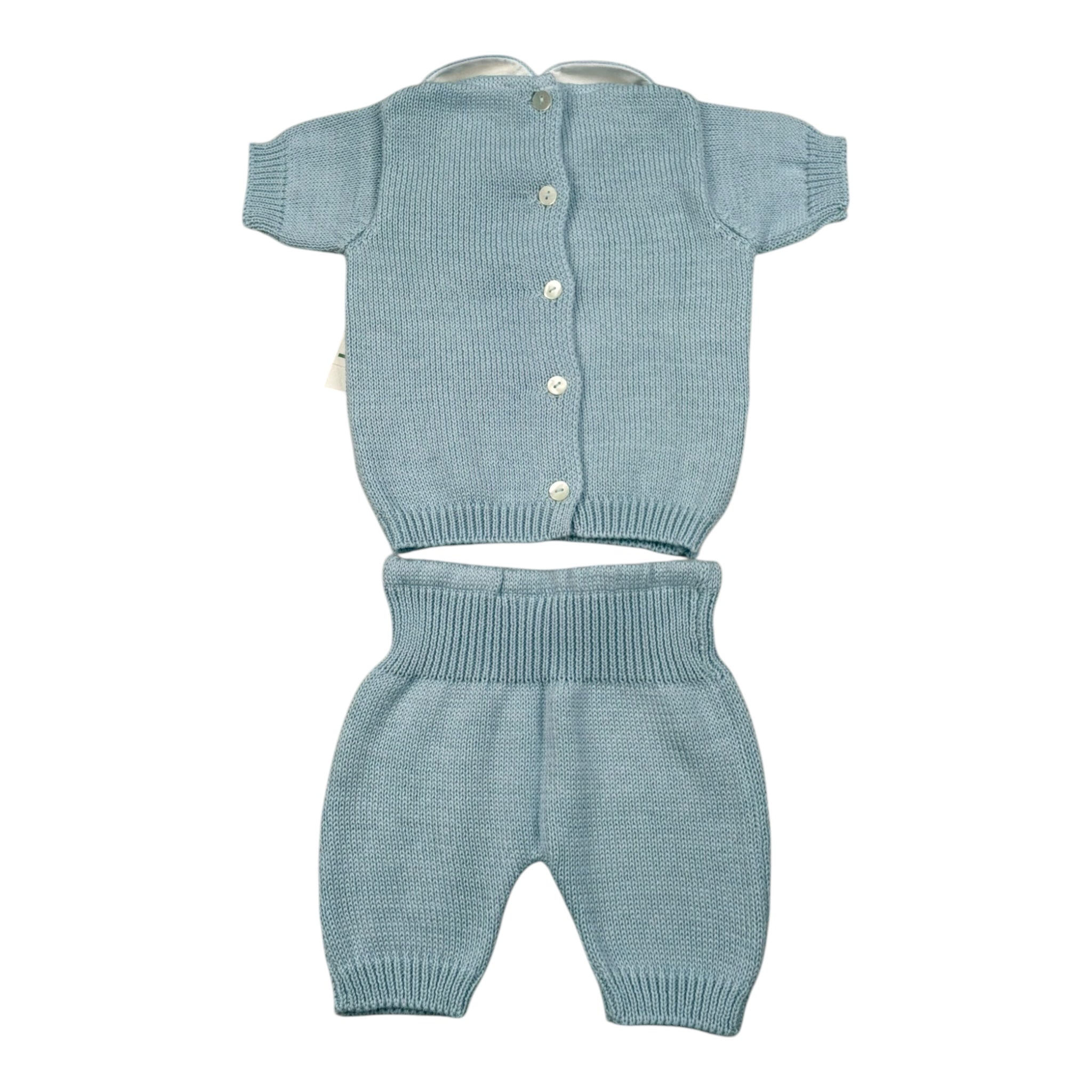 Scaldacuore Completo 2 Pezzi T-Shirt-Bermuda In Maglia per Neonato PS09PCOEPE24 AZZURRO SCALDACUORE 