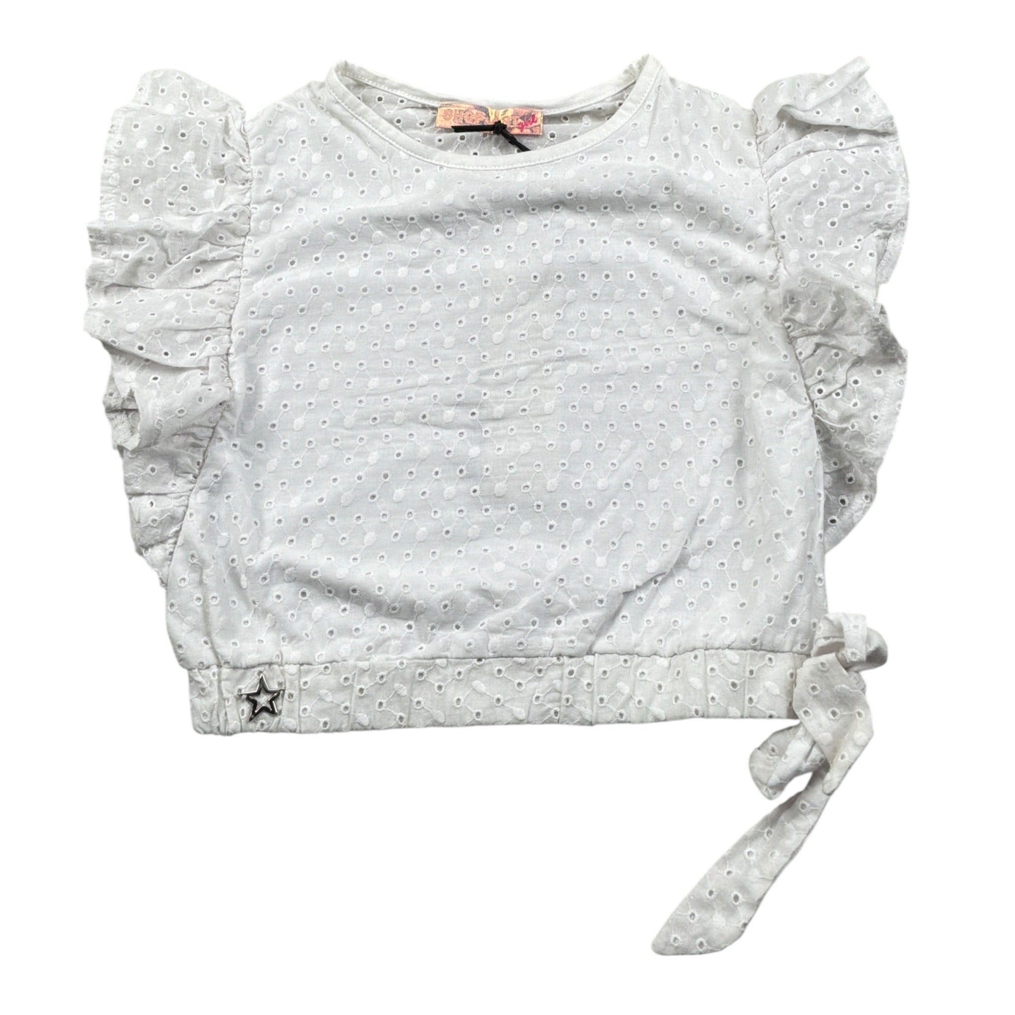 Shopart Top In Pizzo tinta unita Bianco per Bambina 023023 BIANCO SHOPART 