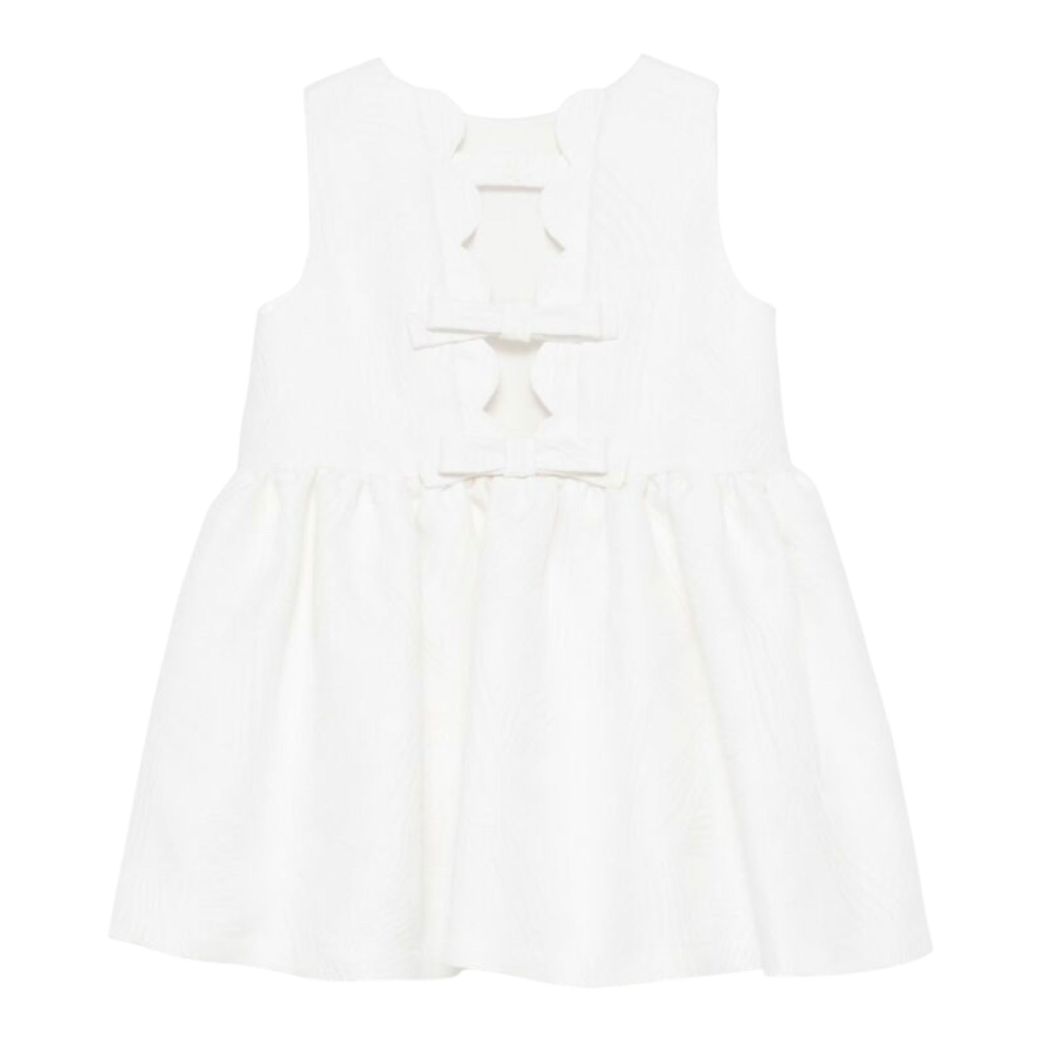 Simonetta Abito Tinta Unita Giromanica con Fiocco per Bambina SW1A82X BIANCO SIMONETTA 