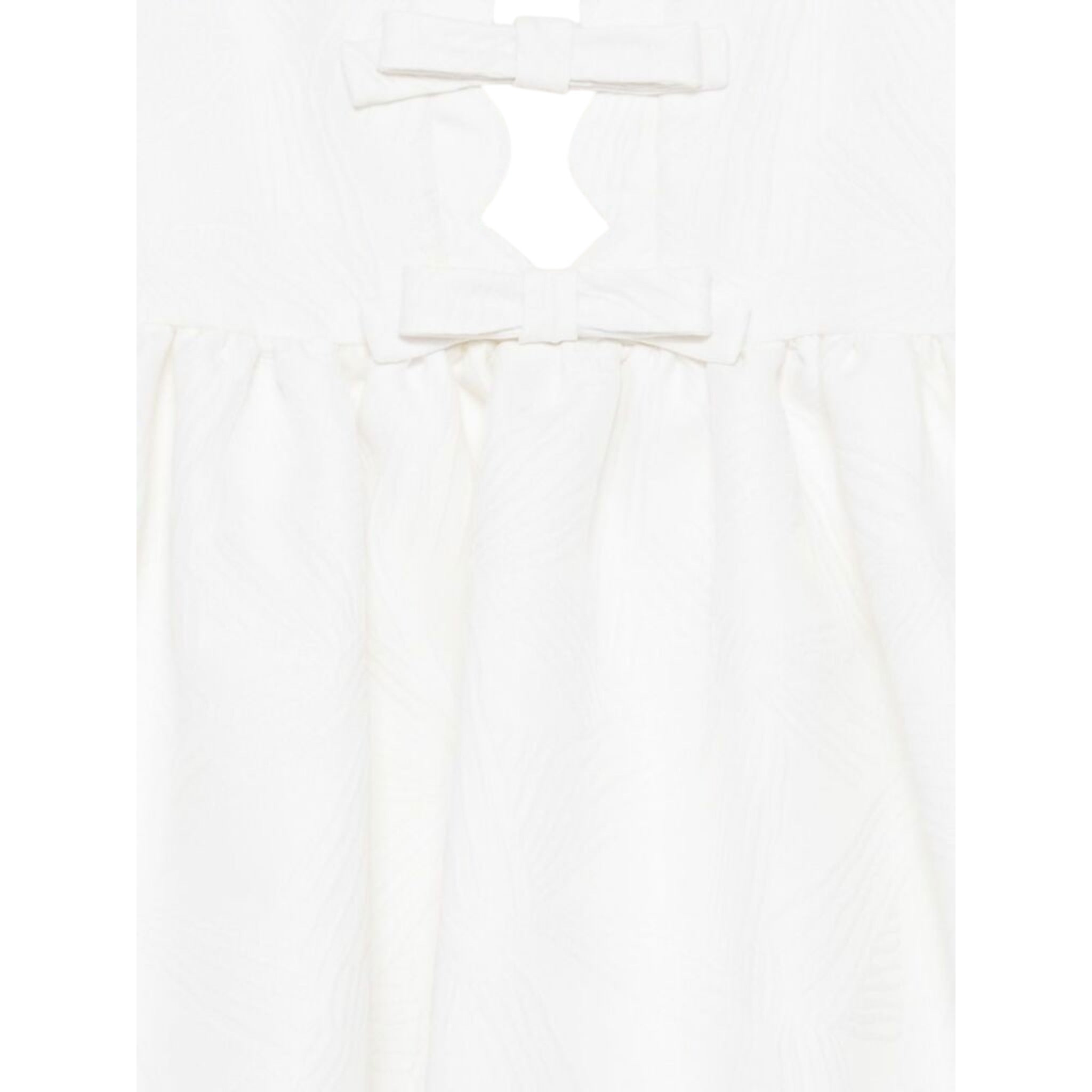 Simonetta Abito Tinta Unita Giromanica con Fiocco per Bambina SW1A82X BIANCO SIMONETTA 