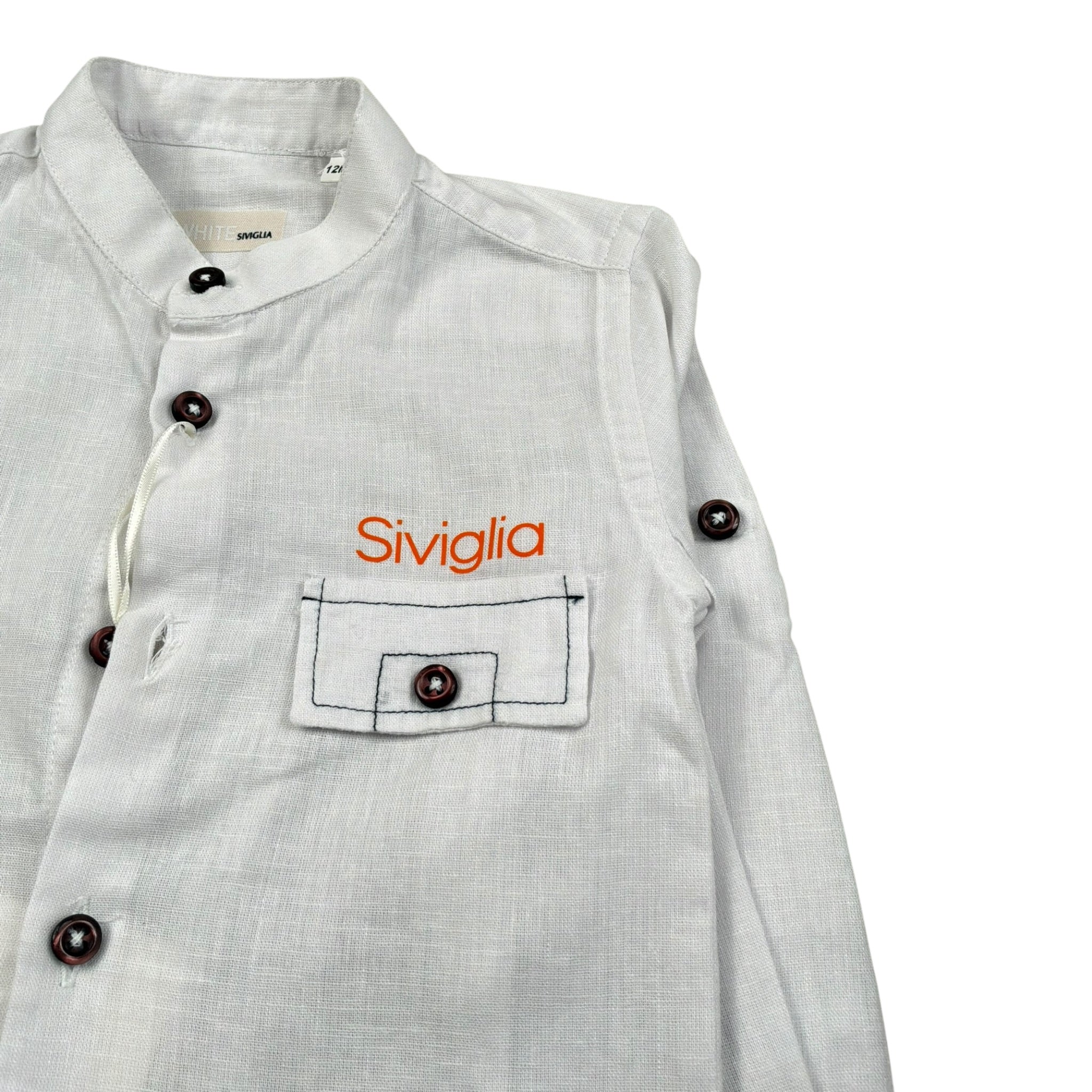 Siviglia Camicia Manica Lunga Tinta Unita con Collo Coreano per Neonato SVNSH17275 BIANCO SIVIGLIA 